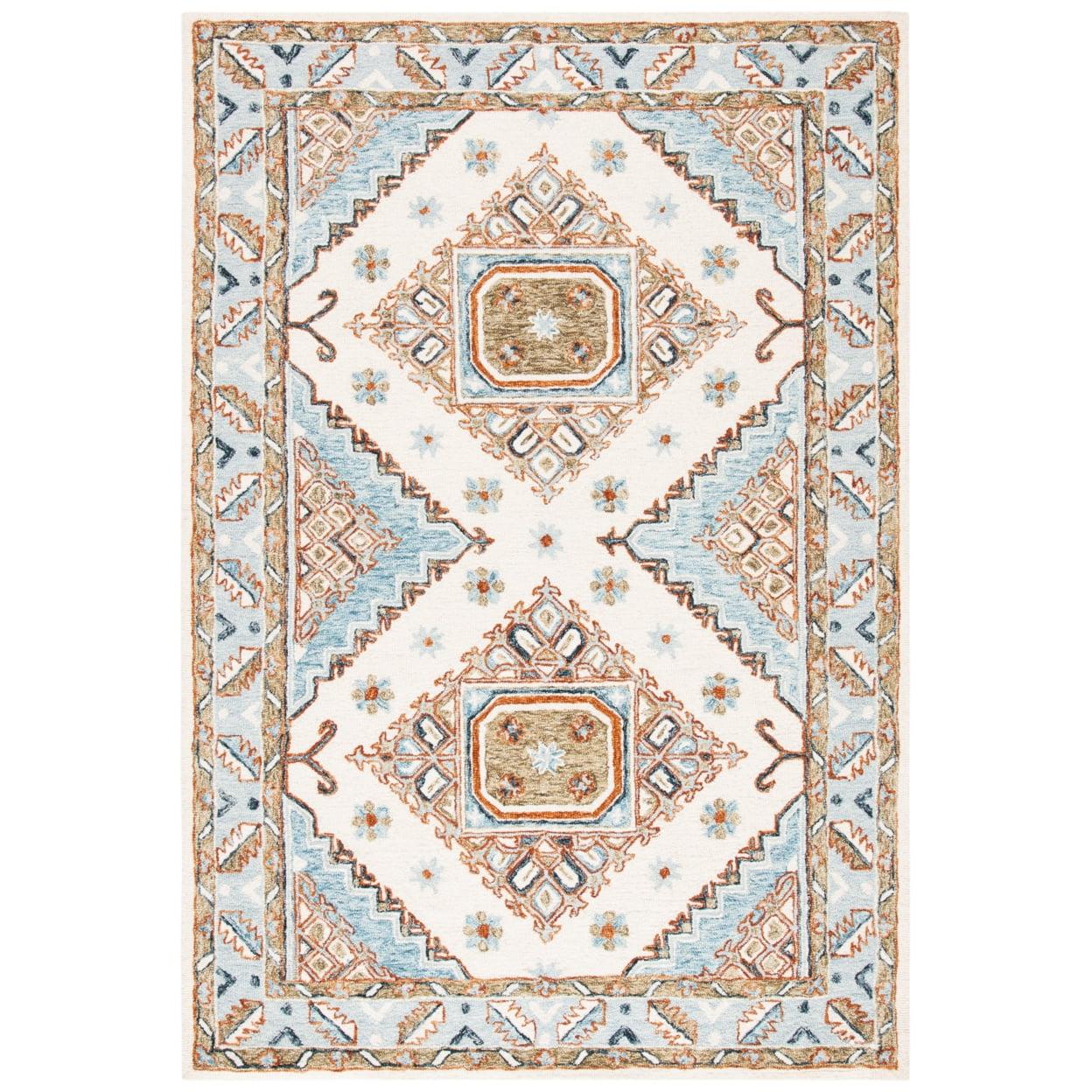 Elegant Ivory Silk & Wool Hand-Tufted 5' x 8' Area Rug