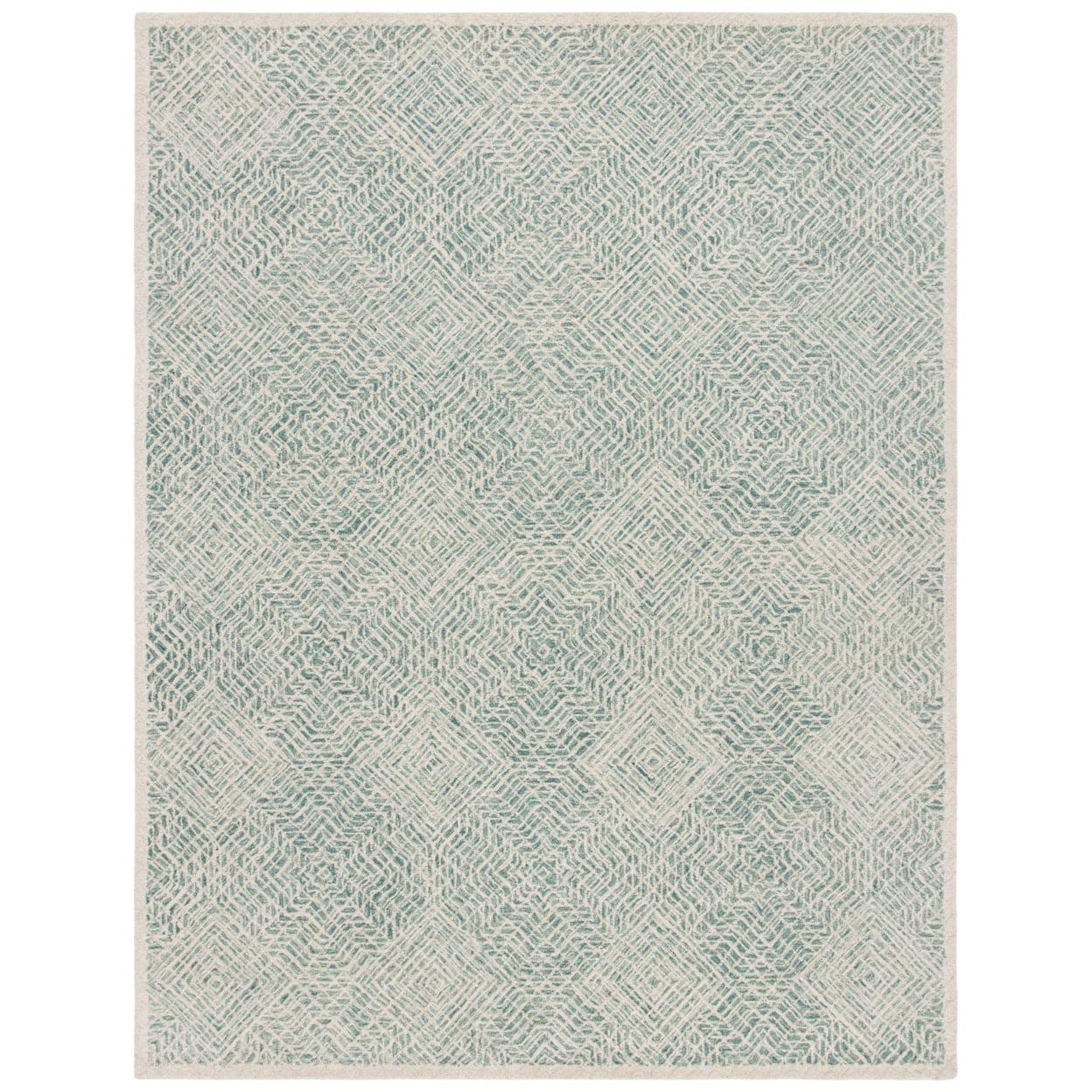 Elegant Capri Blue and Ivory 9' x 12' Hand-Tufted Wool-Silk Blend Rug