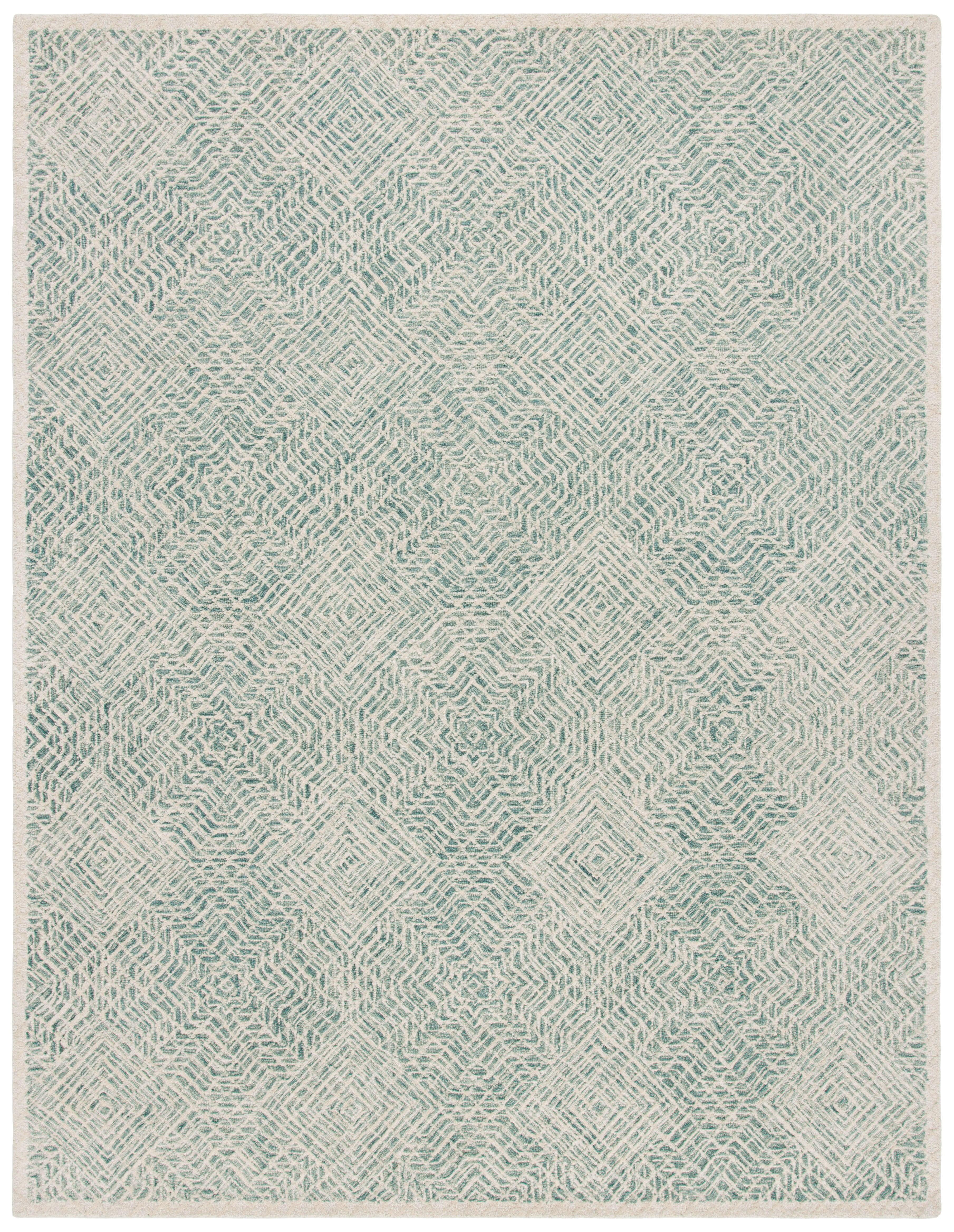 SAFAVIEH Capri Layla Geometric Wool Area Rug, Blue/Ivory, 9' x 12'