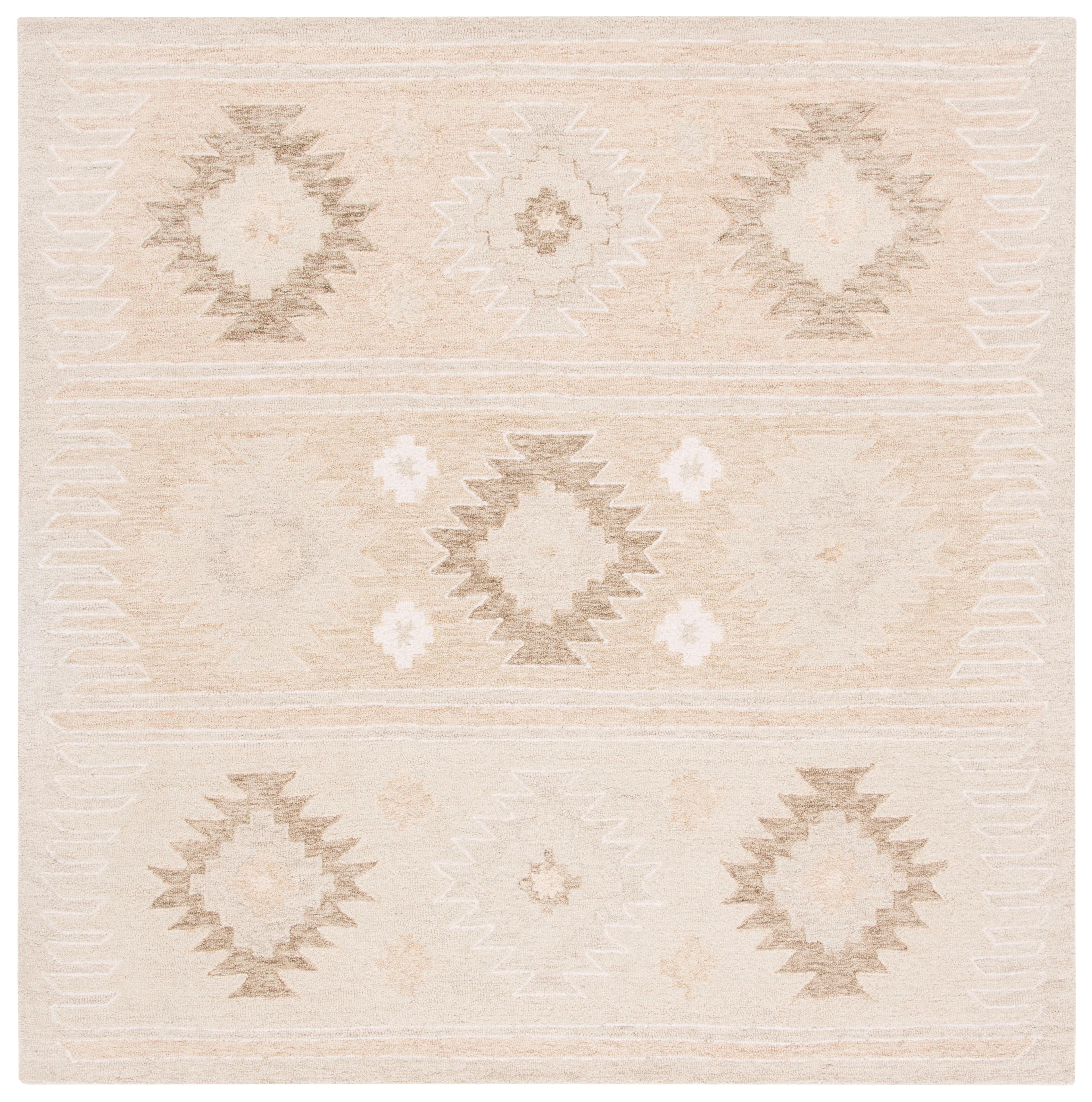 SAFAVIEH Capri Cian Southwestern Wool Area Rug, Beige, 7' x 7' Square