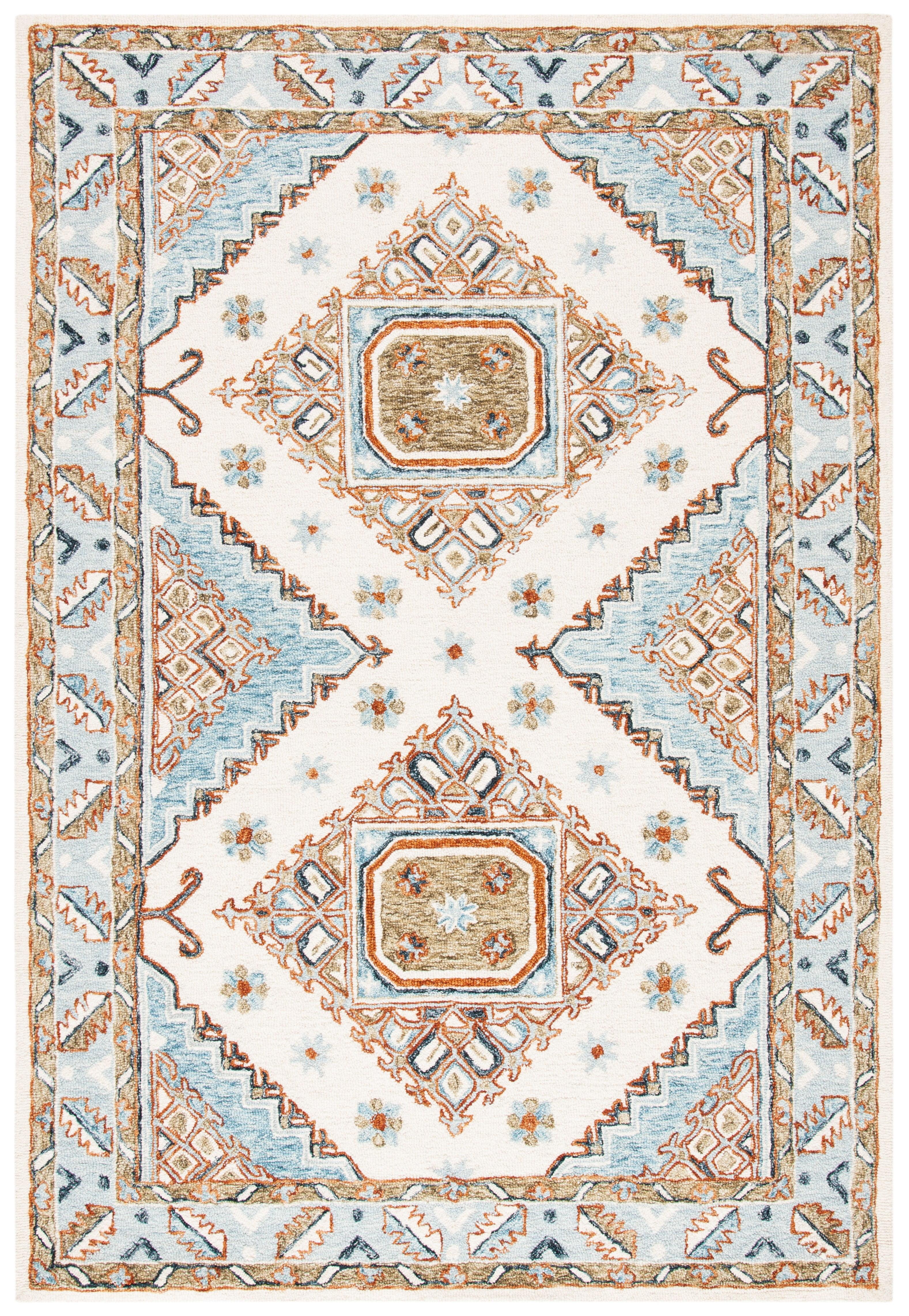 Capri CPR209 Hand Tufted Area Rug - Ivory/Rust - 4'x6' - Safavieh.