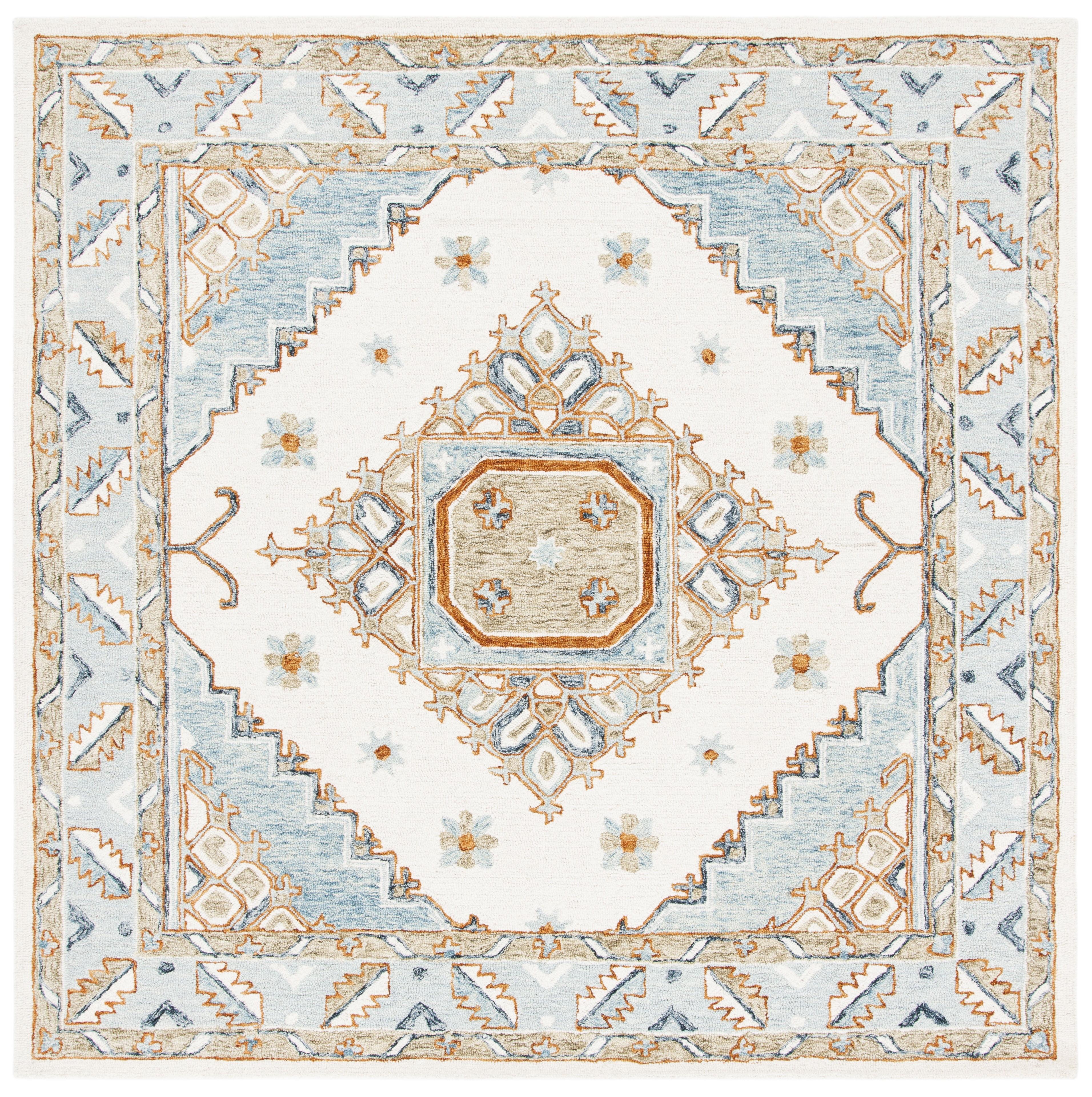Capri CPR209 Hand Tufted Area Rug - Ivory/Rust - 7'x7' - Safavieh.