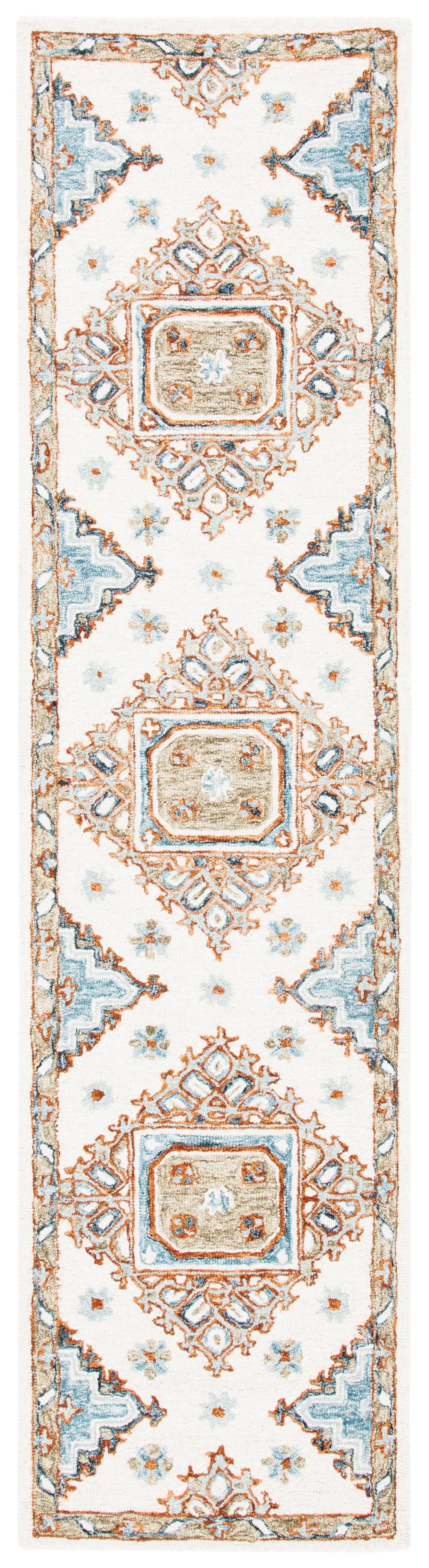 Capri CPR209 Hand Tufted Runner Rug - Ivory/Rust - 2'3"x9' - Safavieh.