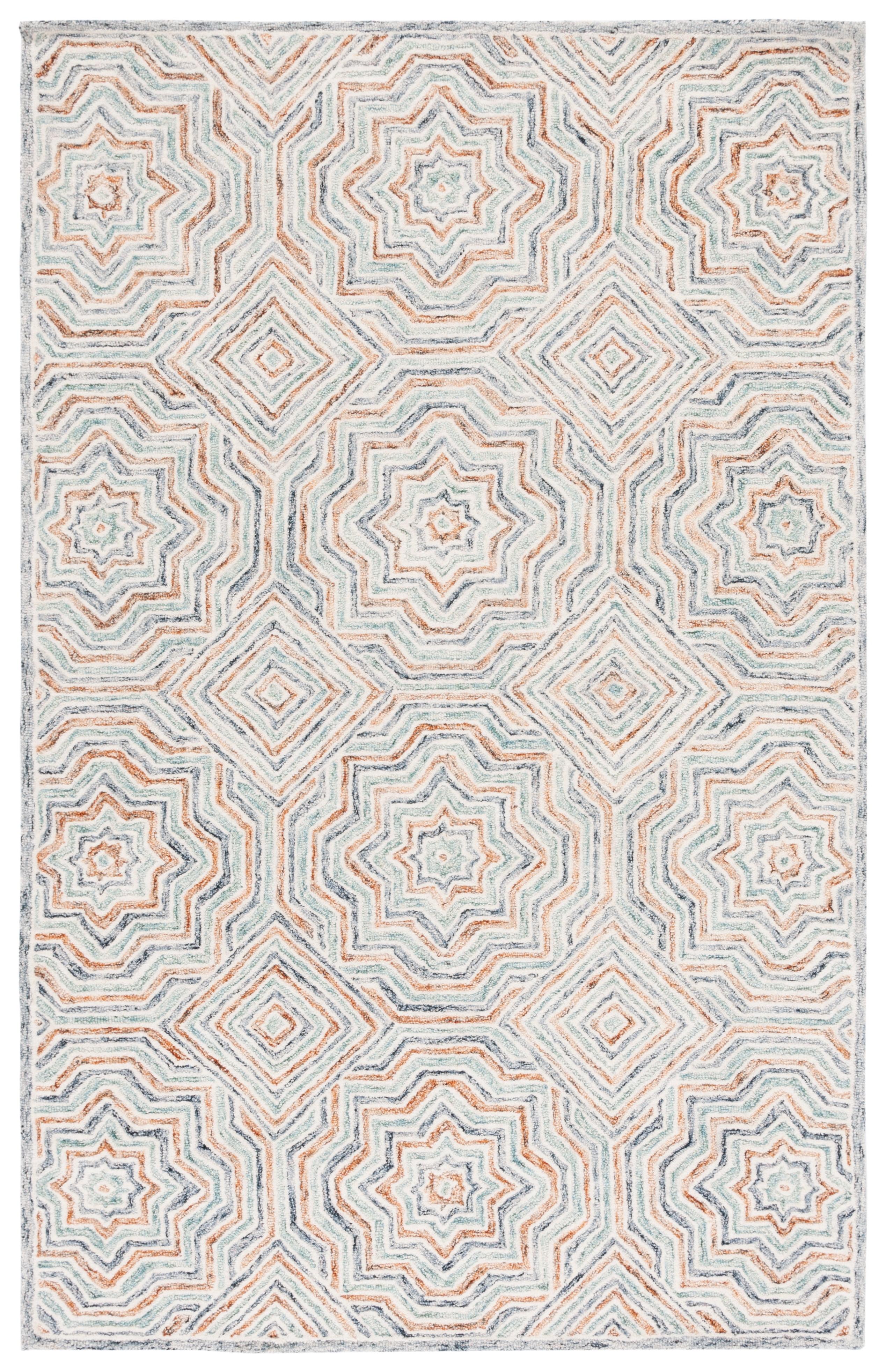 Capri CPR215 Tufted Indoor Area Rug - Blue/Rust - 4'x6' - Safavieh