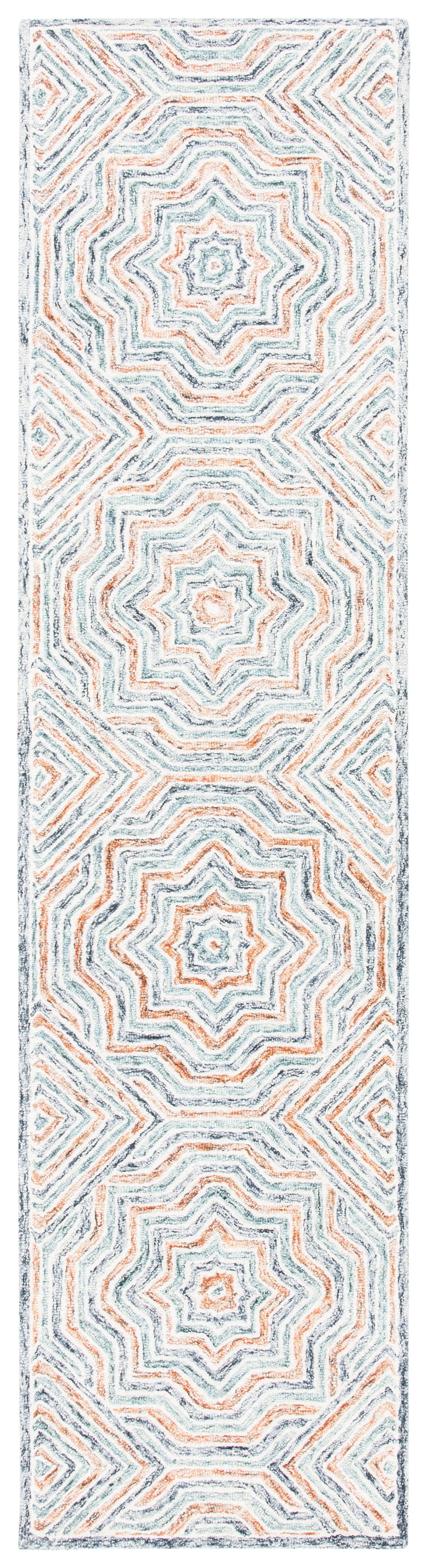 Capri CPR215 Tufted Indoor Runner Rug - Blue/Rust - 2'3"x9' - Safavieh