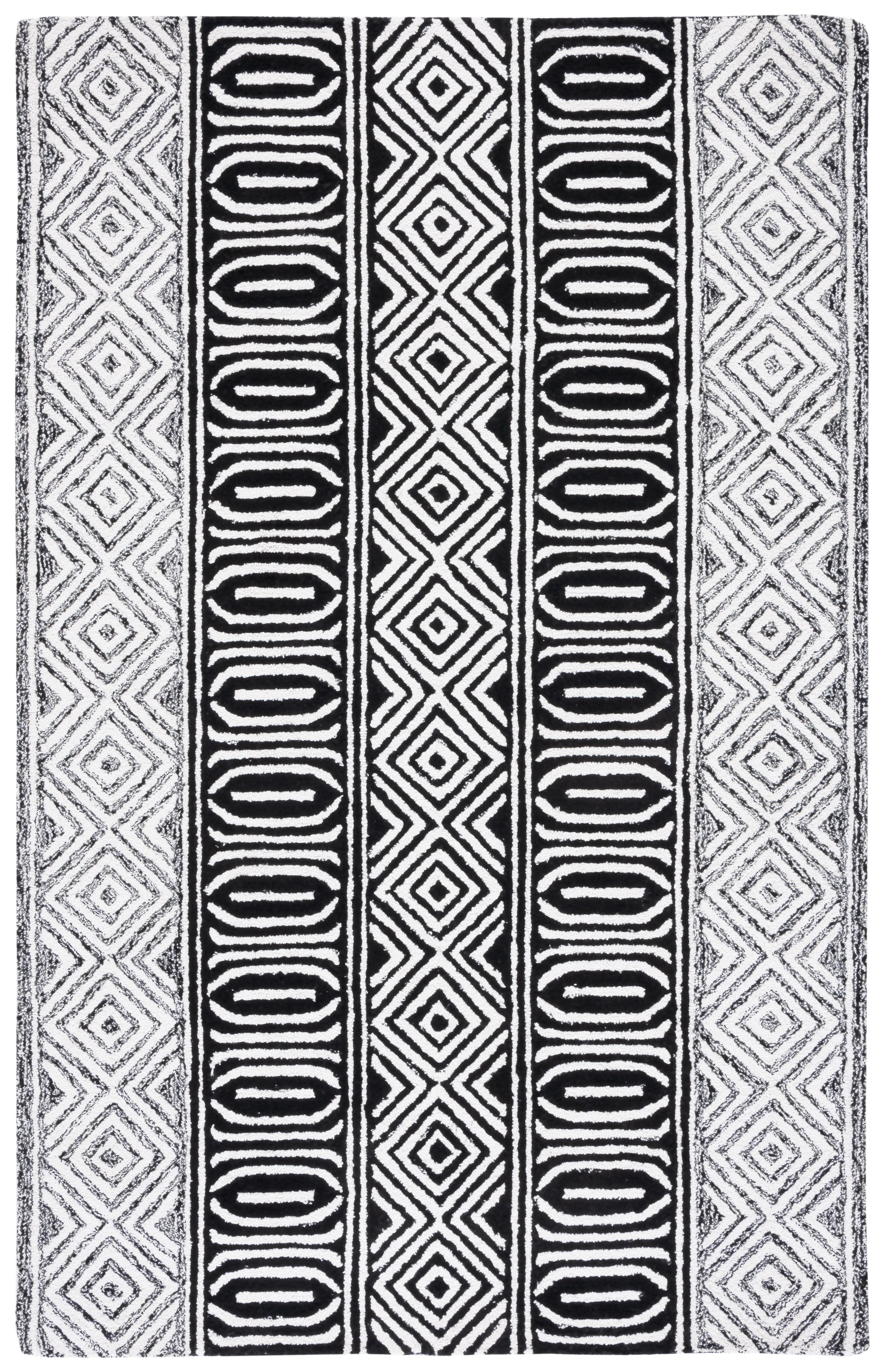 Capri Black and Ivory Hand-Tufted Wool 4' x 6' Area Rug