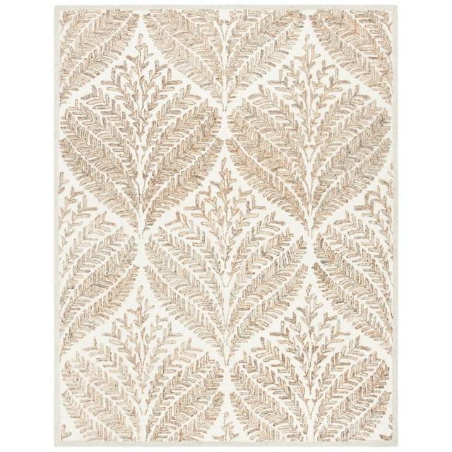 SAFAVIEH Capri Proinsias Leaves Wool Area Rug, Ivory/Brown, 11' x 15'