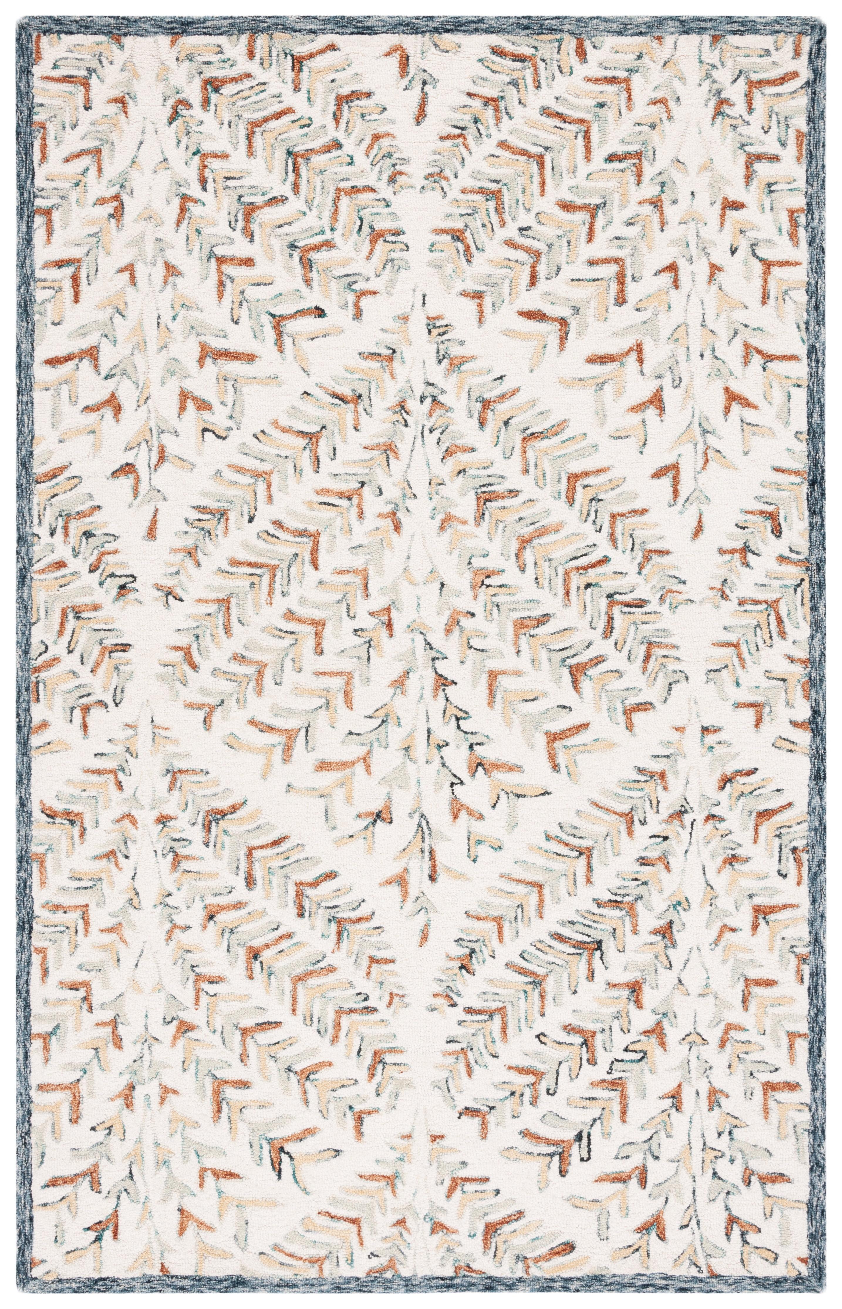 SAFAVIEH Capri Proinsias Leaves Wool Area Rug, Ivory/Green, 6' x 9'