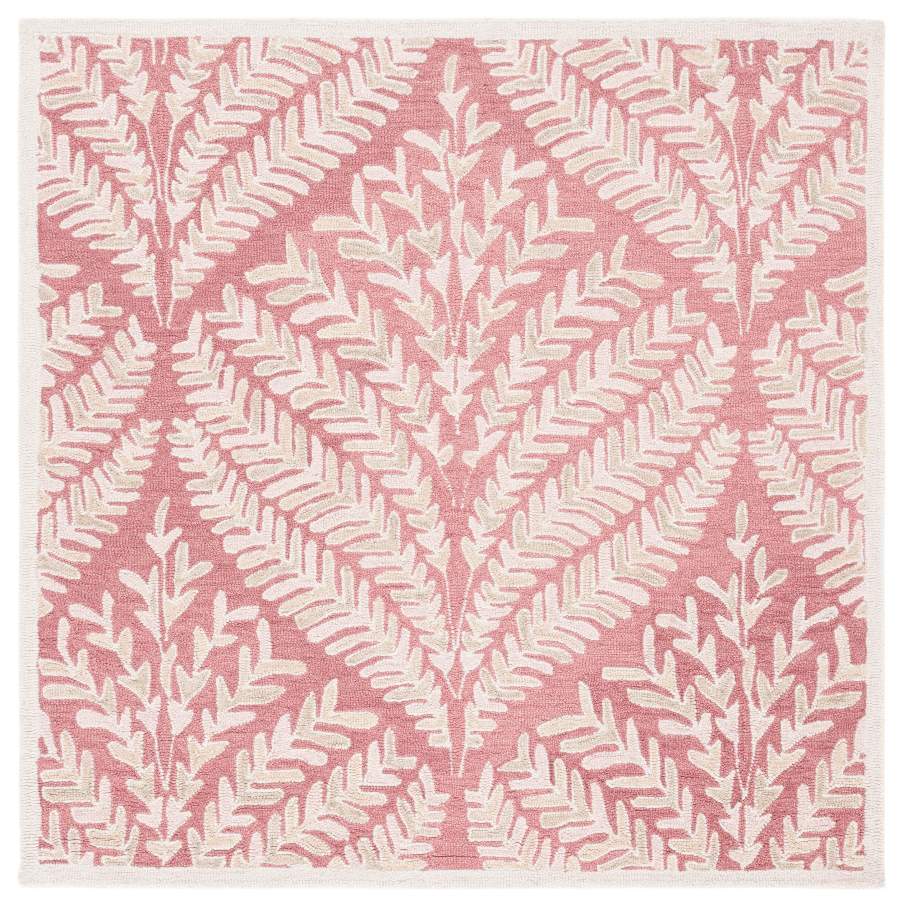 SAFAVIEH Capri Proinsias Leaves Wool Area Rug, Pink/Ivory, 8' x 8' Square