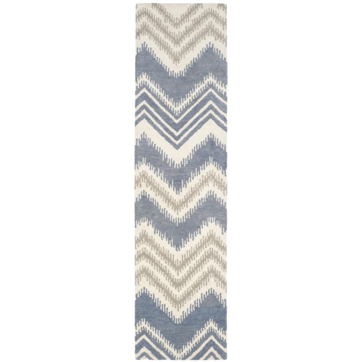 Capri Elegance Hand-Tufted Wool and Silk Blue Runner Rug