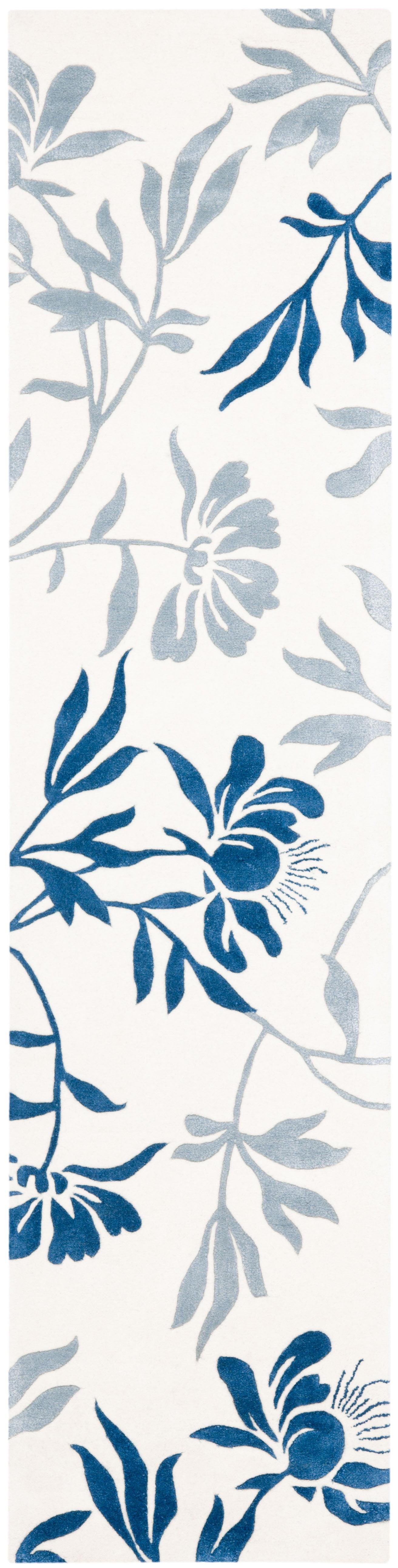 Capri CPR345 Hand Tufted Runner Rug - Ivory/Blue - 2'3"x9' - Safavieh.