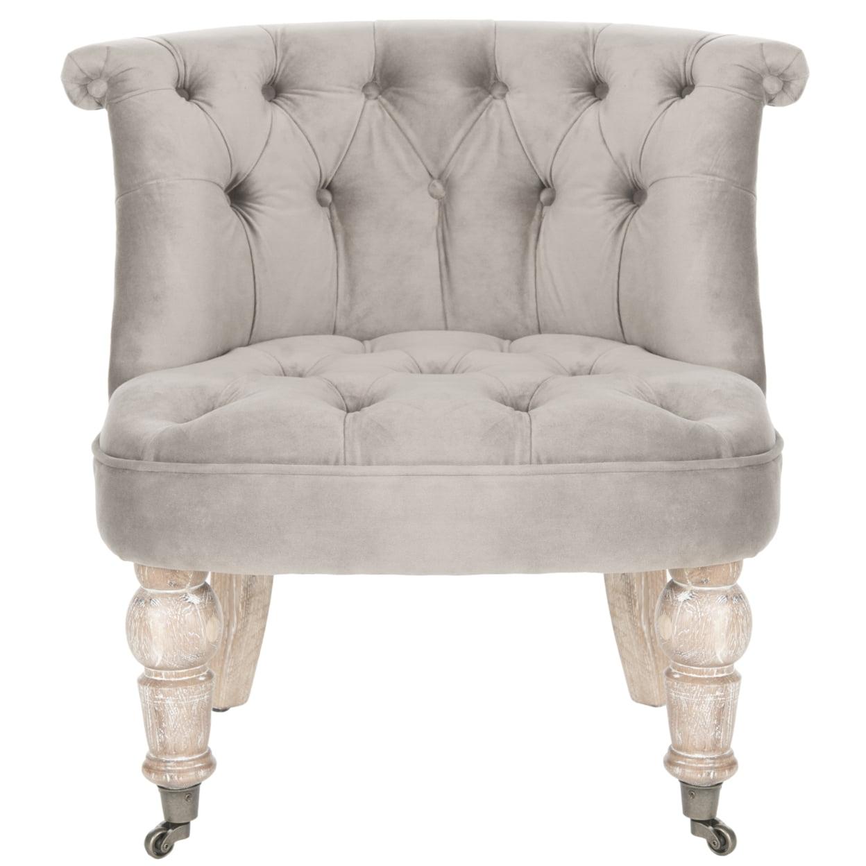 Mushroom Tufted Barrel Accent Chair with Wood Legs