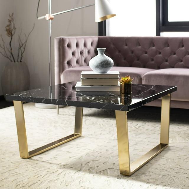 Carmen Square Coffee Table - Black/Brass - Safavieh