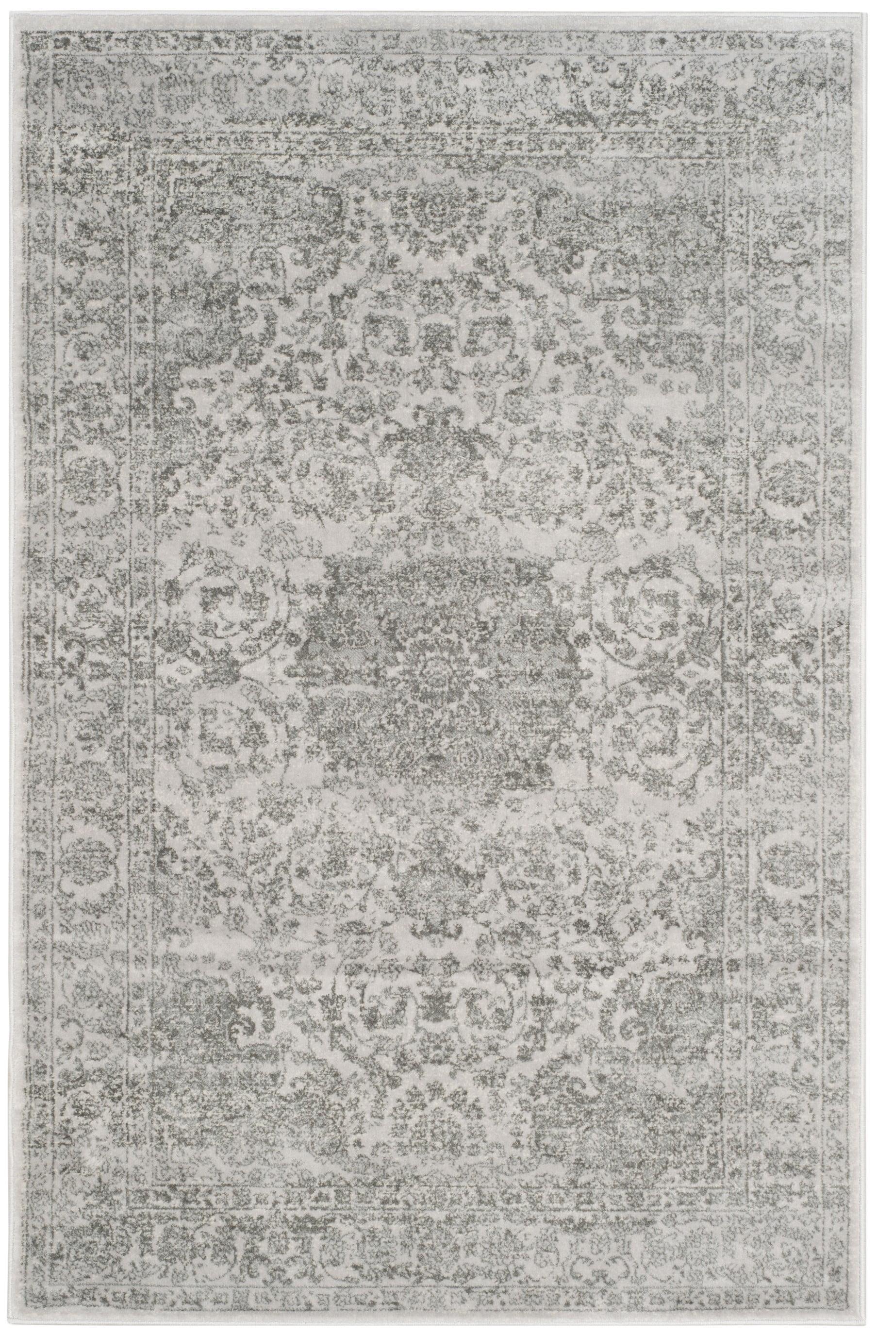 Gray Hand-Knotted Synthetic Traditional Area Rug