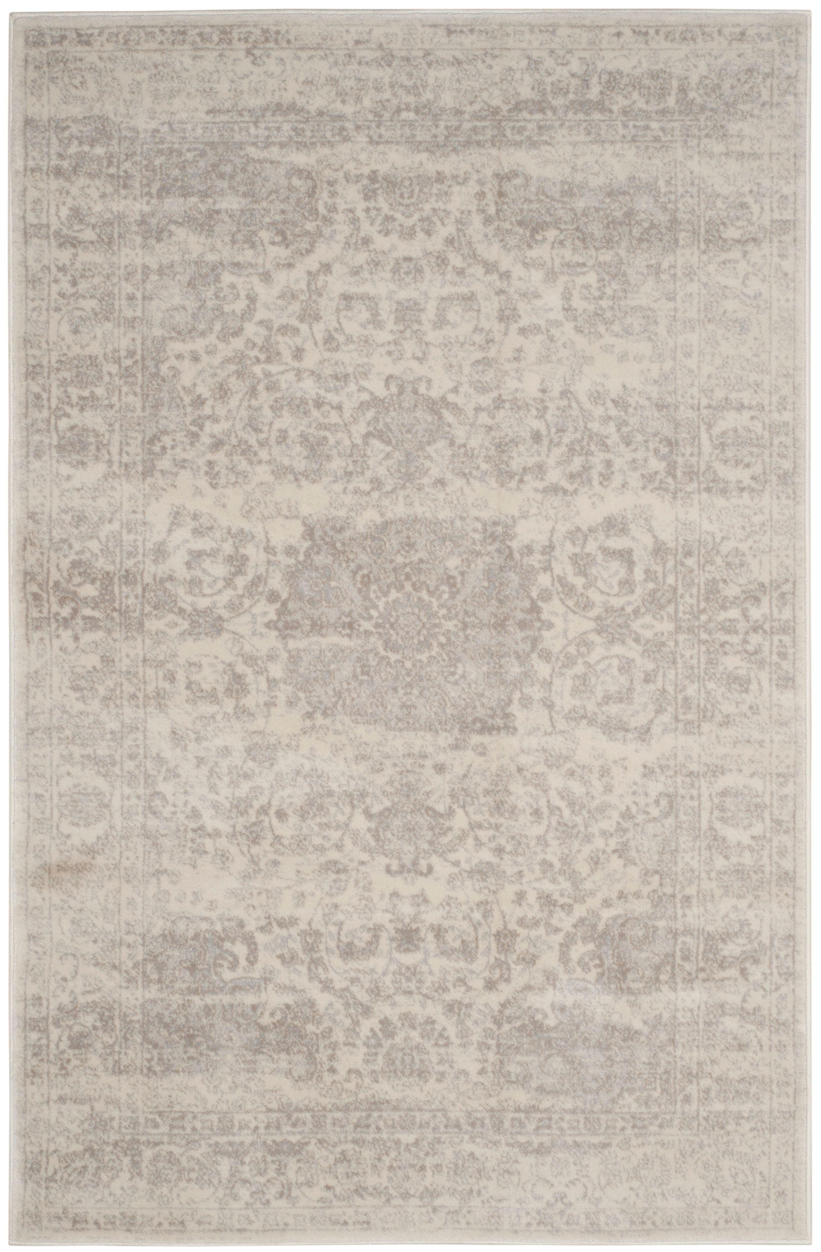 Carnegie Cream and Light Grey Rectangular Synthetic Rug