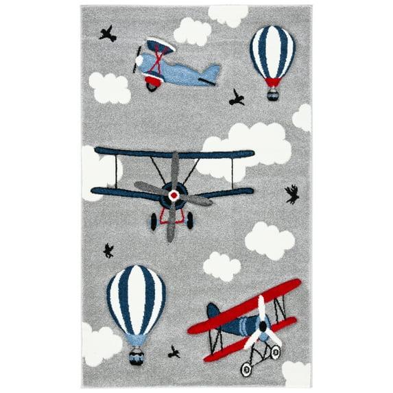 Carousel Kids  CRK137 Loomed Indoor Area Rug - Light Grey/Red - 2'x3' - Safavieh