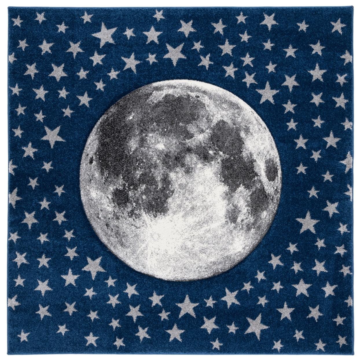 Carousel Kids CRK135 Power Loomed Area Rug - Navy/Grey - 5'3"x5'3" - Safavieh.