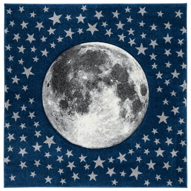 Carousel Kids CRK135 Power Loomed Area Rug - Navy/Grey - 5'3"x5'3" - Safavieh.