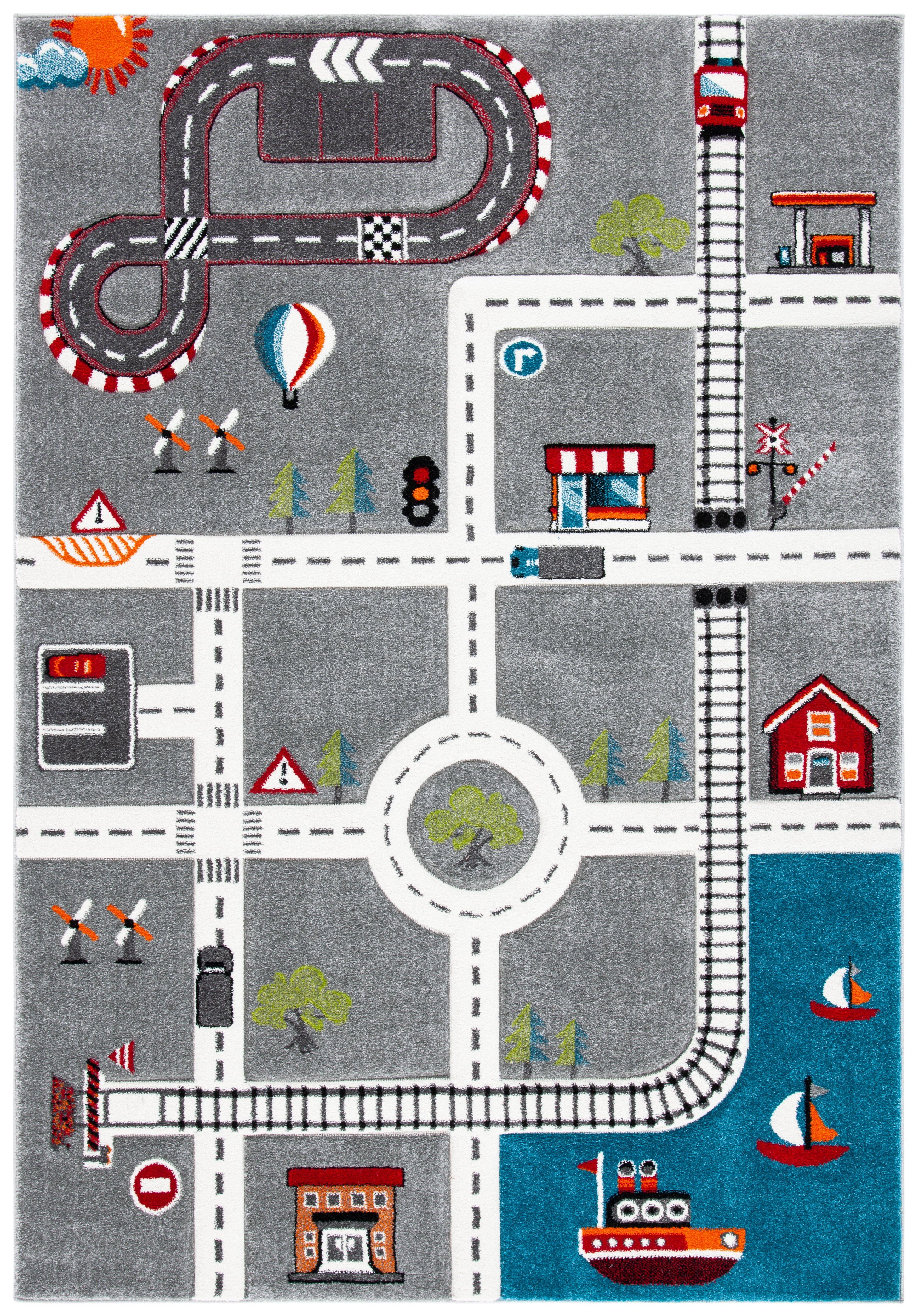 Carousel Kids  CRK192 Loomed Indoor Area Rug - Grey/Ivory - 5'3"x7'6" - Safavieh