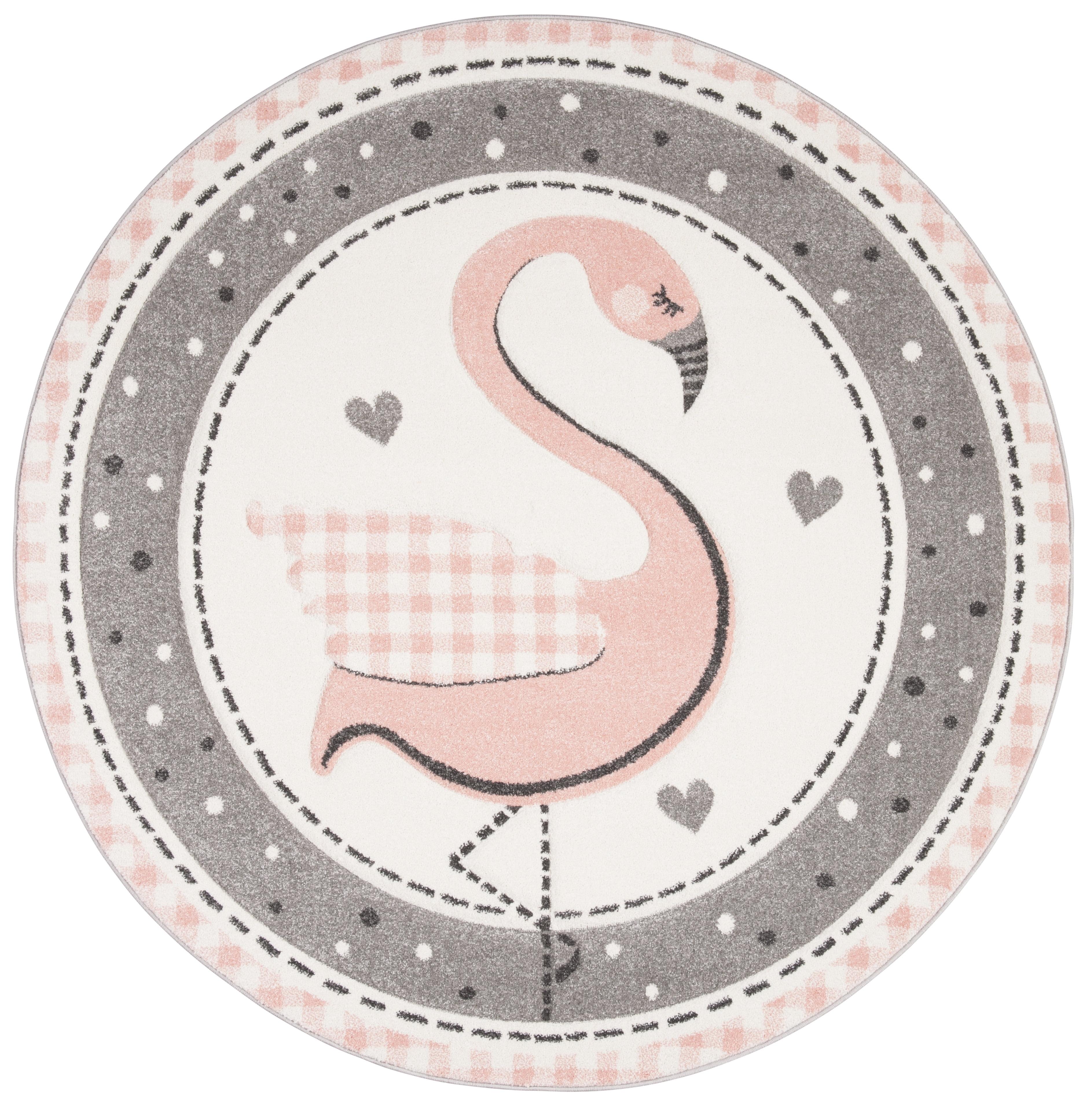Carousel Kids CRK154 Power Loomed Area Rug - Pink/Ivory - 5'3" round - Safavieh.