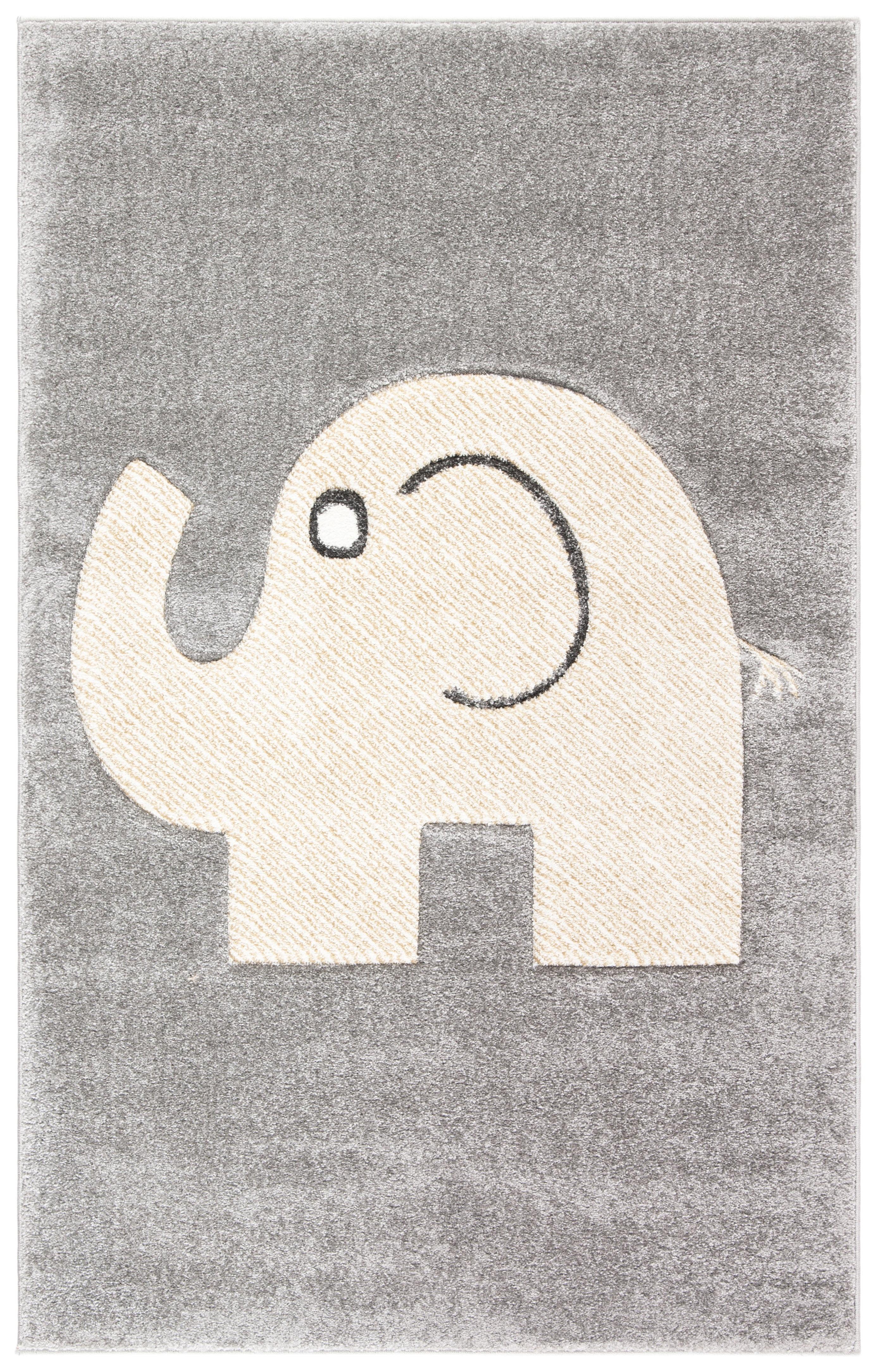 Gray and Ivory Elephant Kids Area Rug 2'3" x 4'