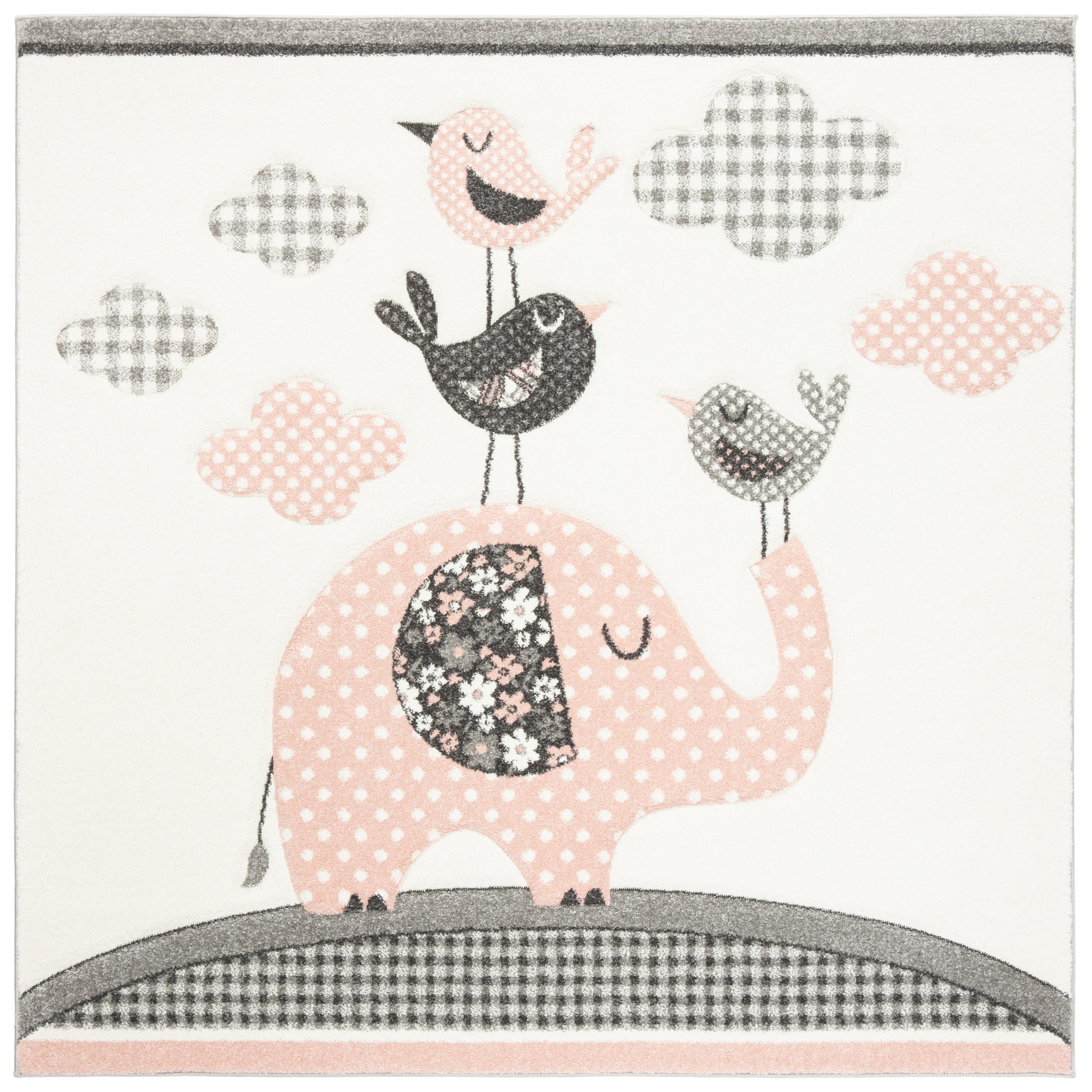 Carousel Kids CRK127 Power Loomed Area Rug - Pink/Ivory - 4'x4' - Safavieh.