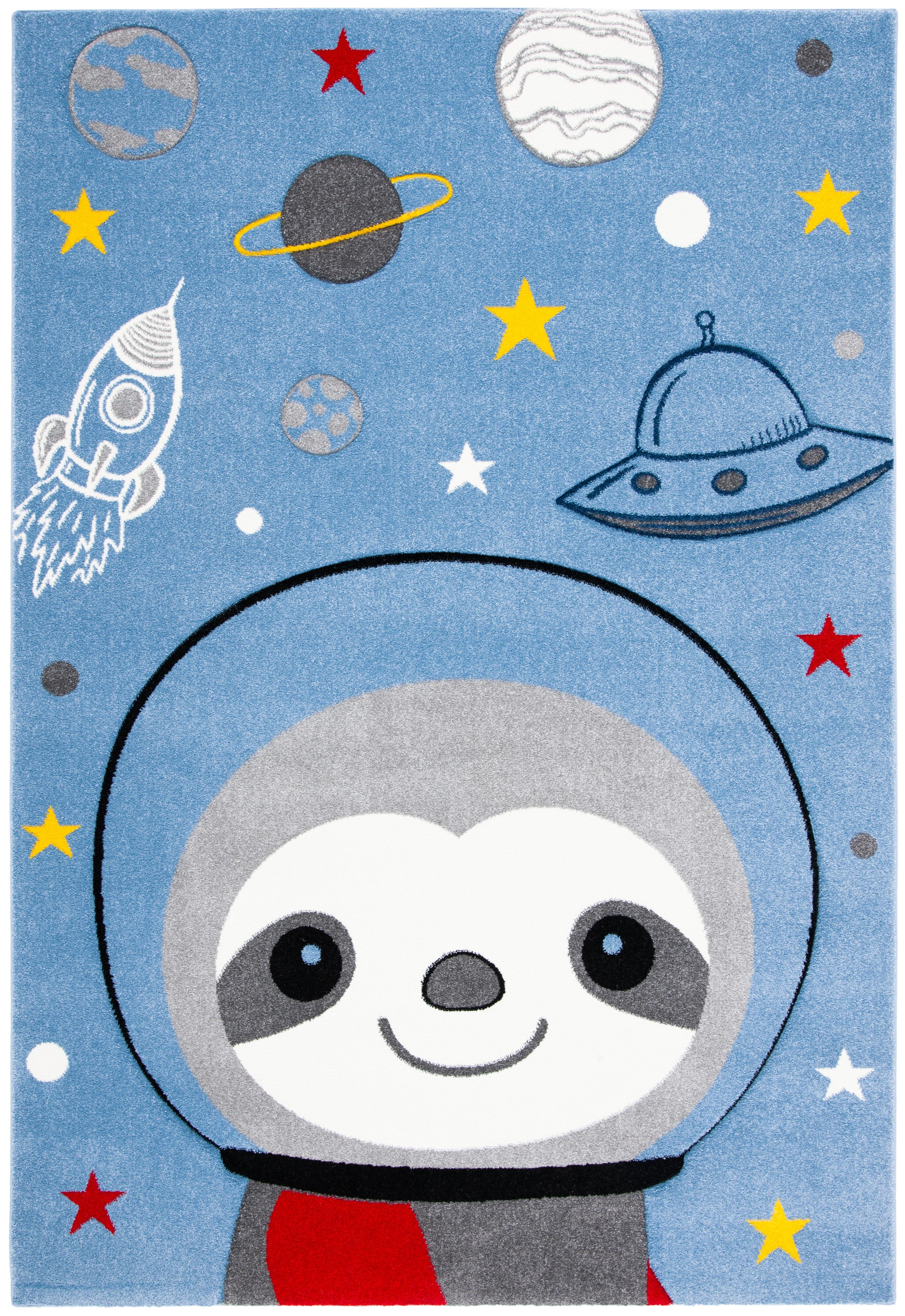 Blue and Grey Kids Space Adventure Area Rug