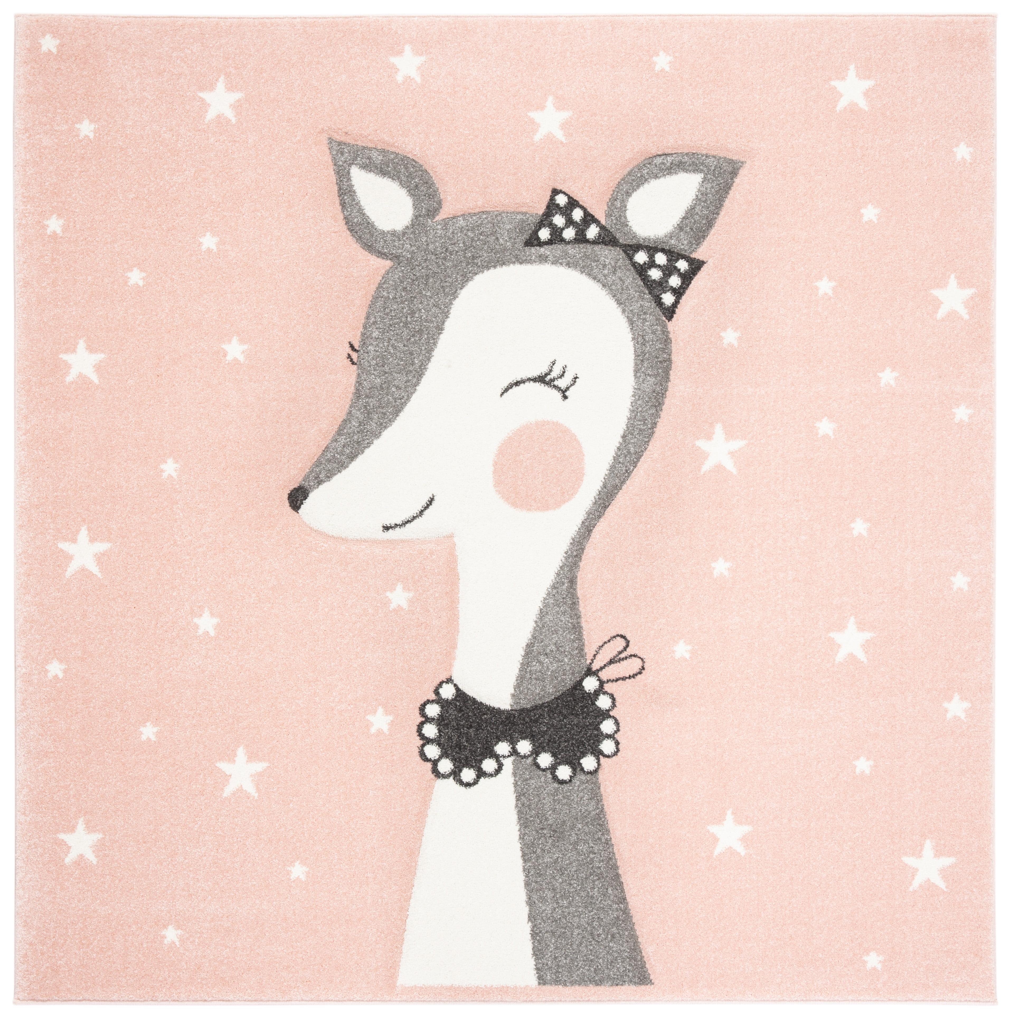 Carousel Kids CRK191 Power Loomed Area Rug - Pink/Ivory - 5'3"x5'3" - Safavieh.