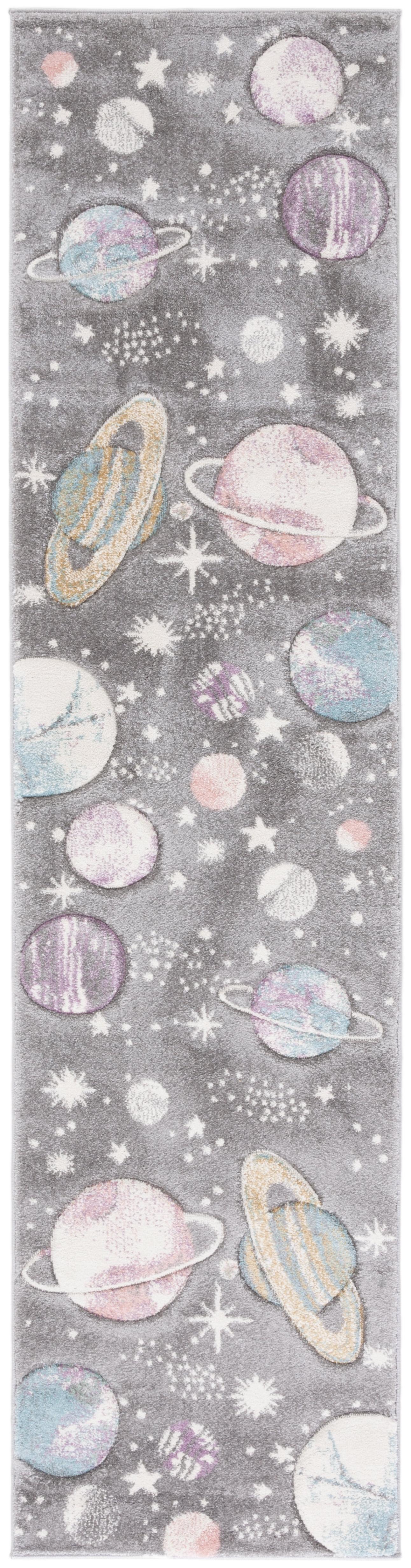 Carousel Kids  CRK103 Loomed Indoor Runner Rug - Grey/Lavender - 2'3"x10' - Safavieh