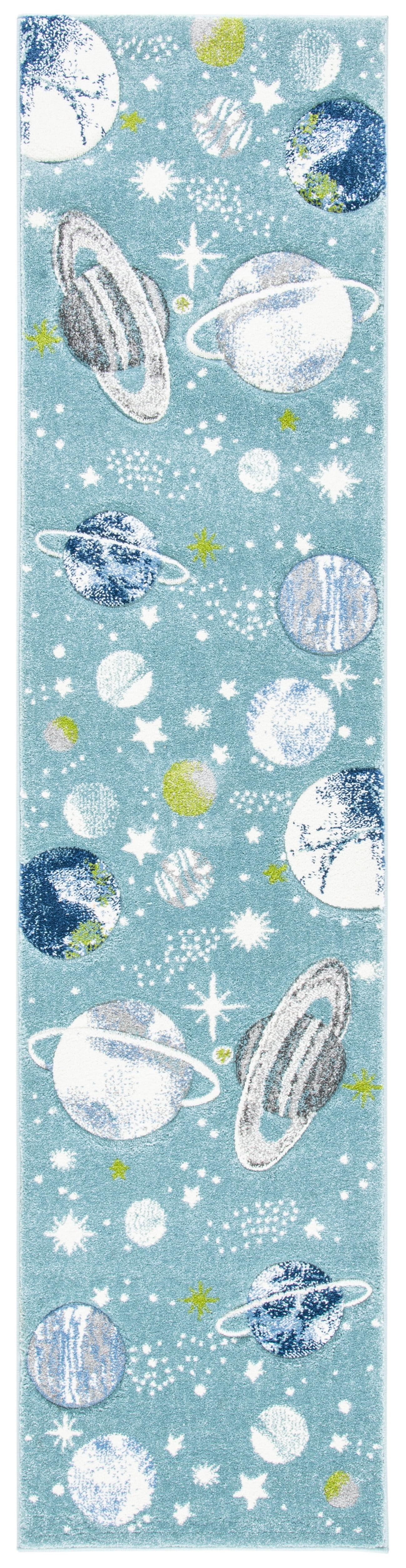 Carousel Kids  CRK103 Loomed Indoor Runner Rug - Teal/Ivory - 2'3"x12' - Safavieh
