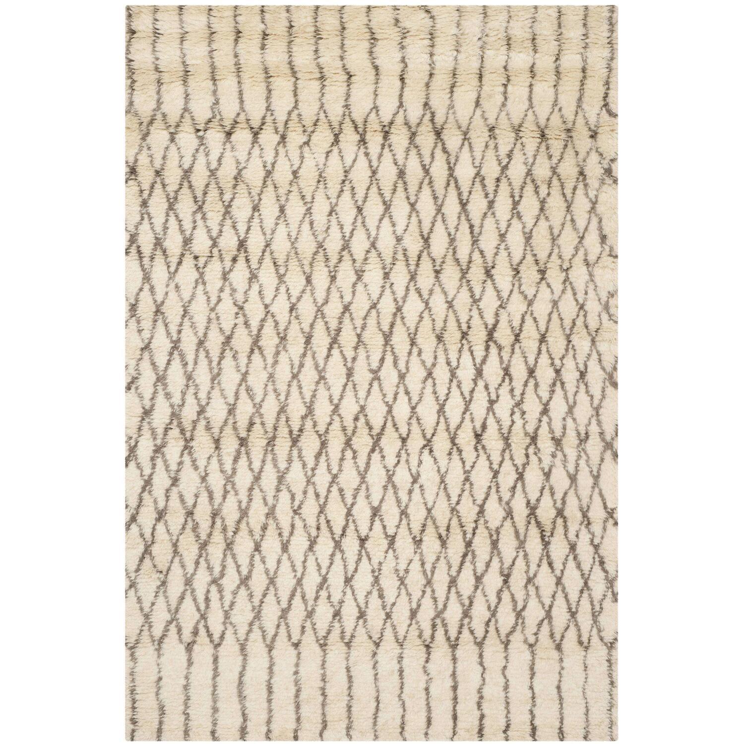 SAFAVIEH Casablanca Amber Abstract Shag Area Rug, Ivory/Grey, 6' x 9'