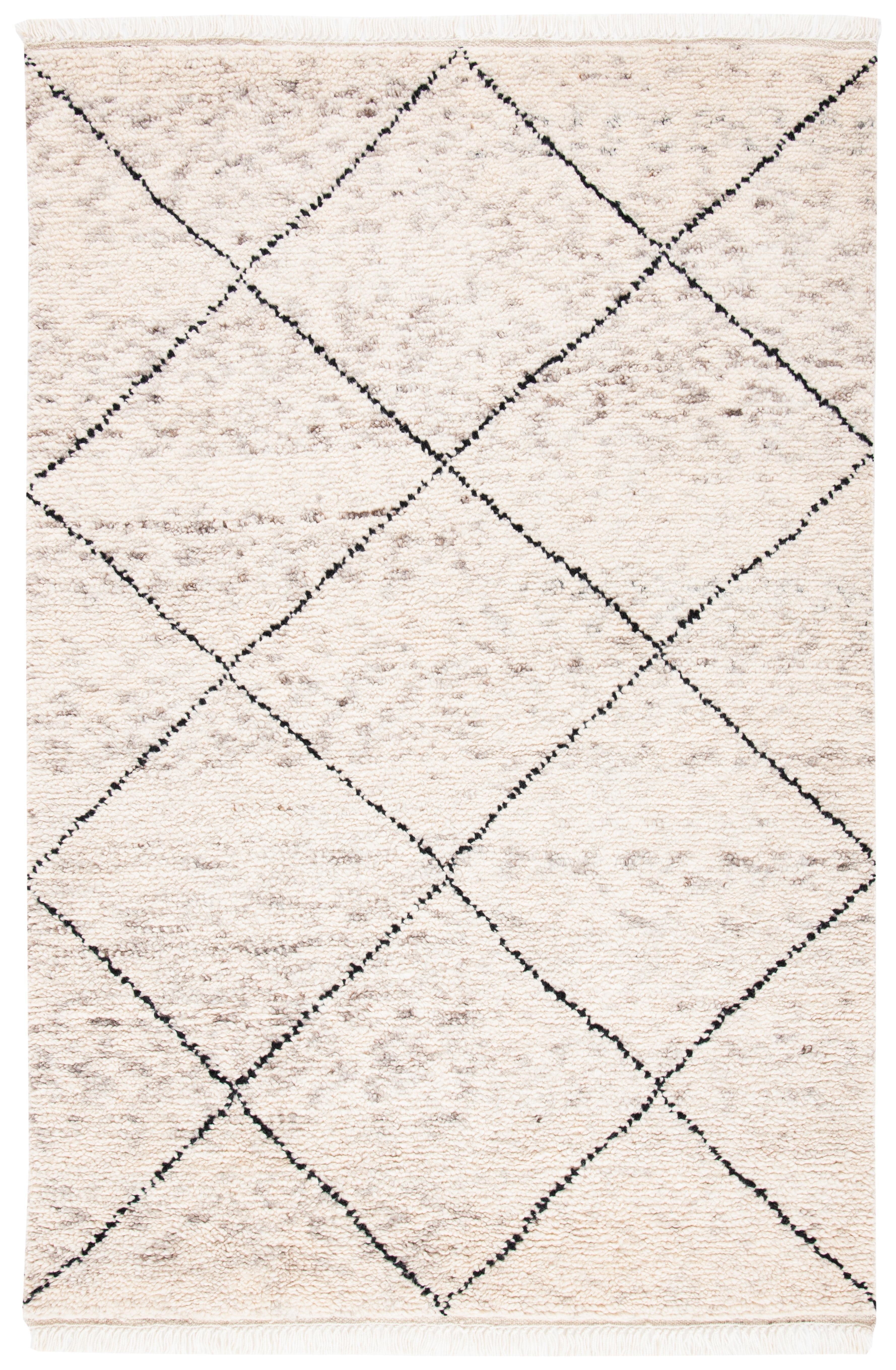 SAFAVIEH Casablanca Astrid Geometric Wool Area Rug, Ivory/Black, 5' x 8'