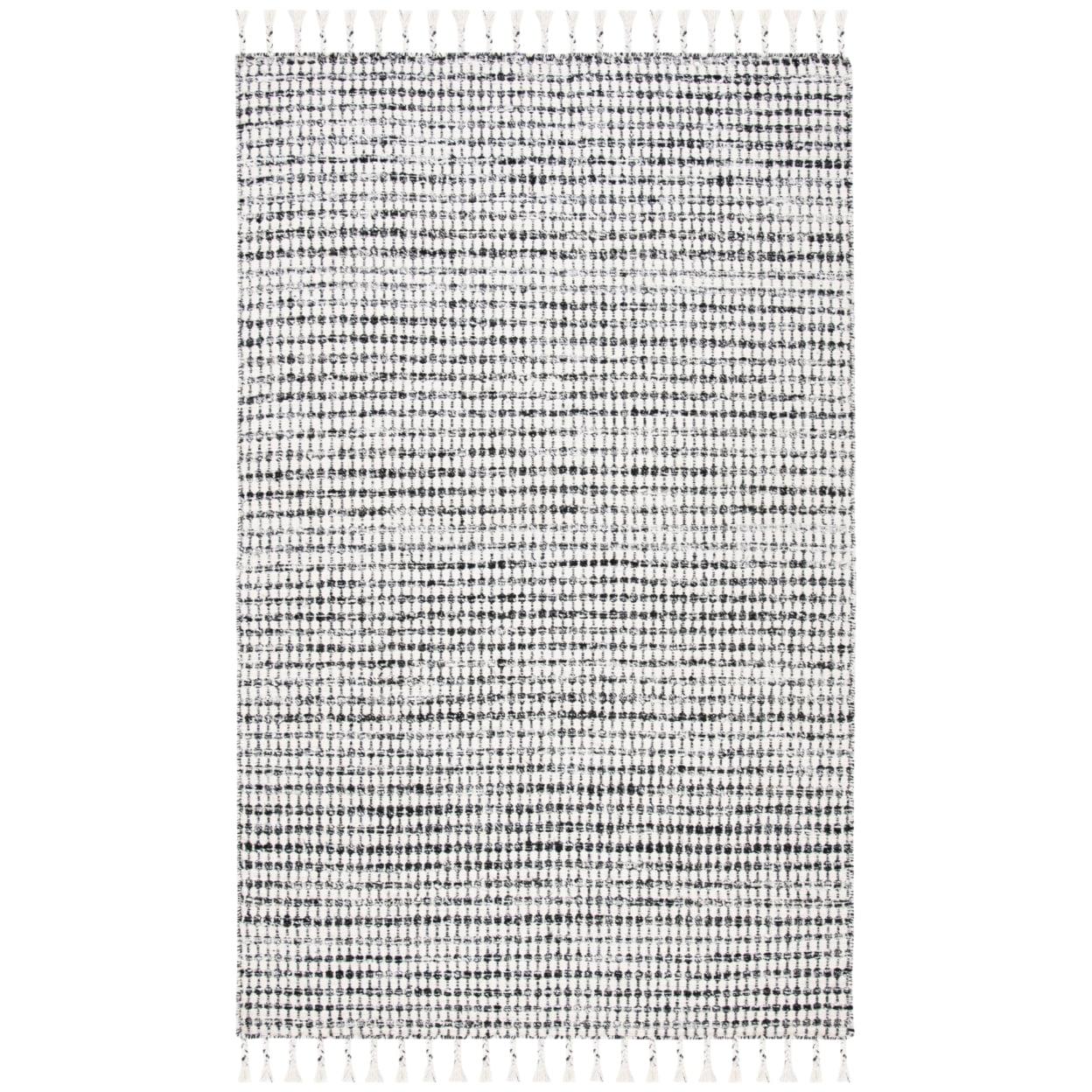 Gray and Ivory Handwoven Wool Silk Shag Rug 4' x 6'