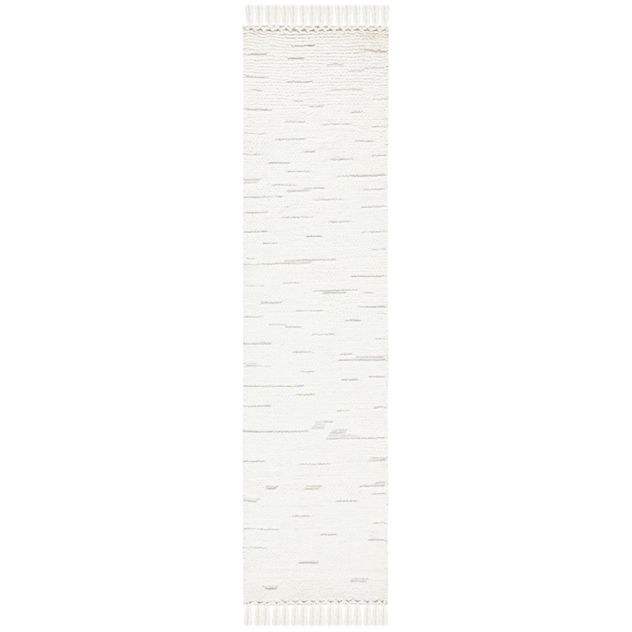 Ivory Elegance Hand-Tufted Wool Moroccan-Inspired Runner Rug