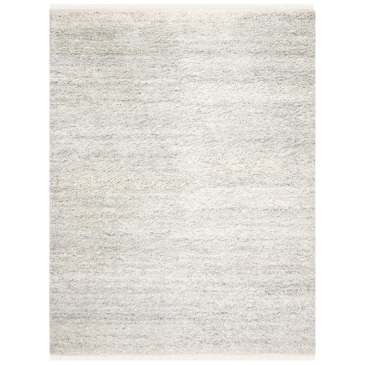 Coastal Charm Hand-Knotted Gray Wool 9' x 12' Area Rug with Fringe