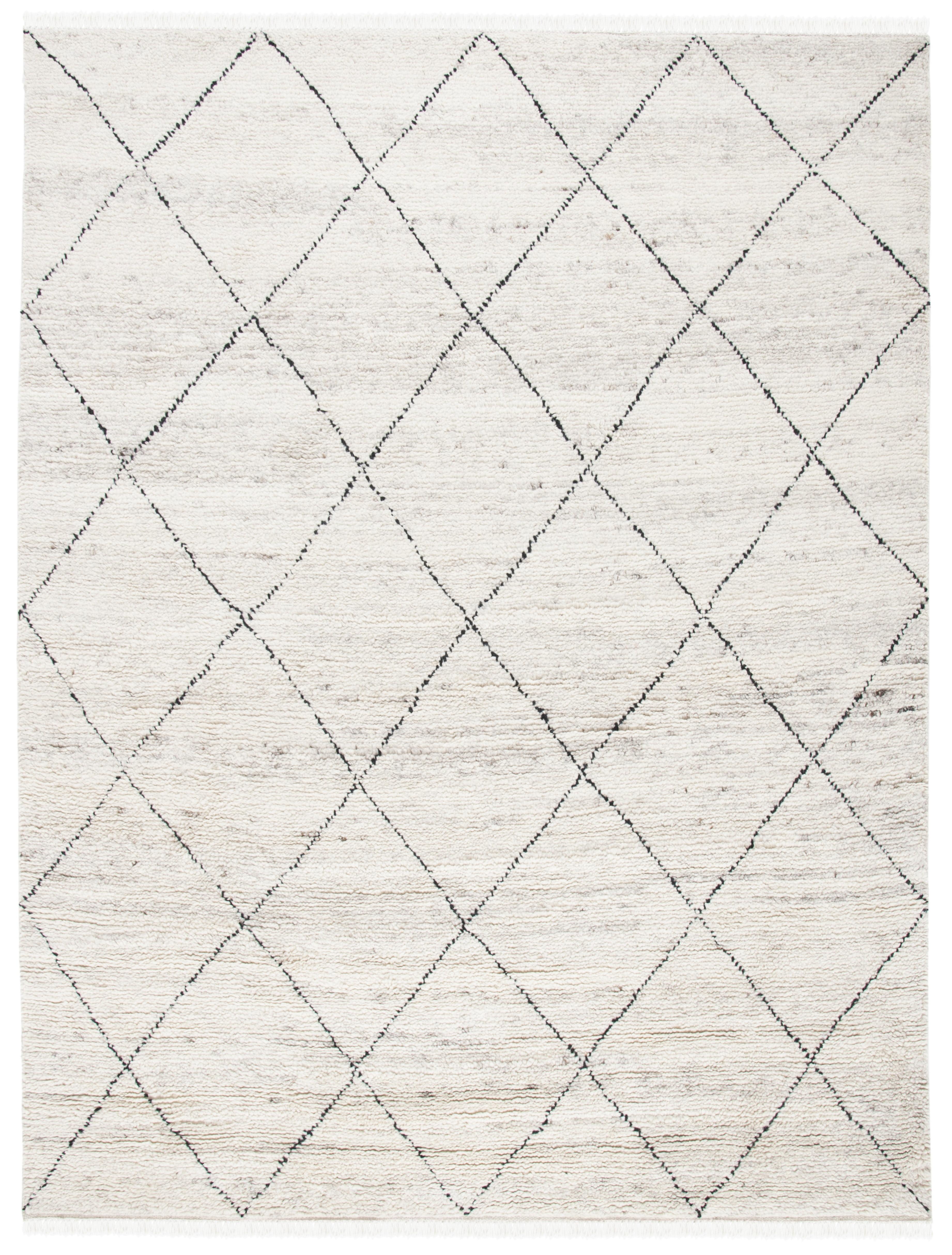 SAFAVIEH Casablanca Astrid Geometric Wool Area Rug, Ivory/Black, 8' x 10'