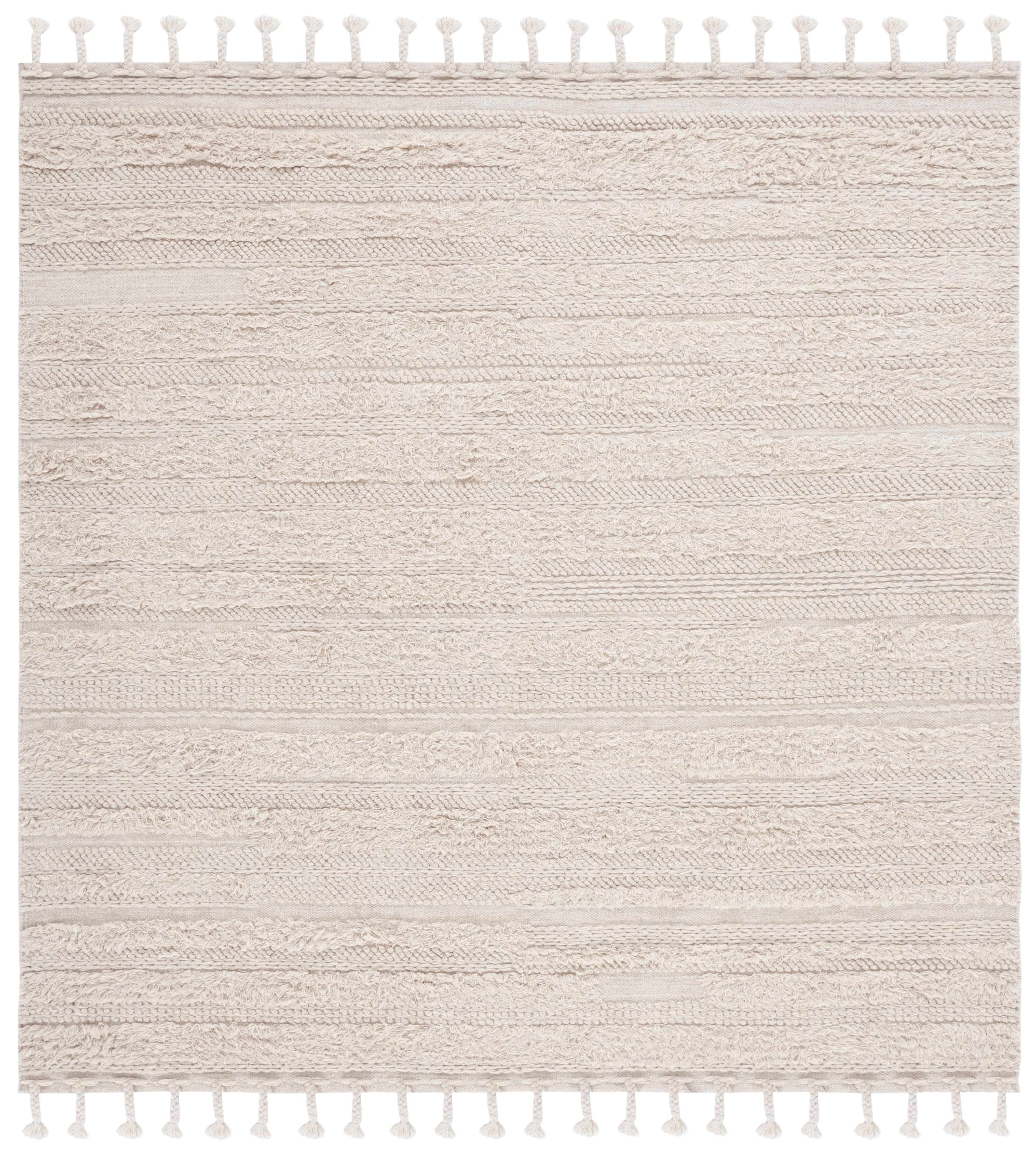 SAFAVIEH Casablanca Candida Striped Wool Area Rug, Beige, 7' x 7' Square