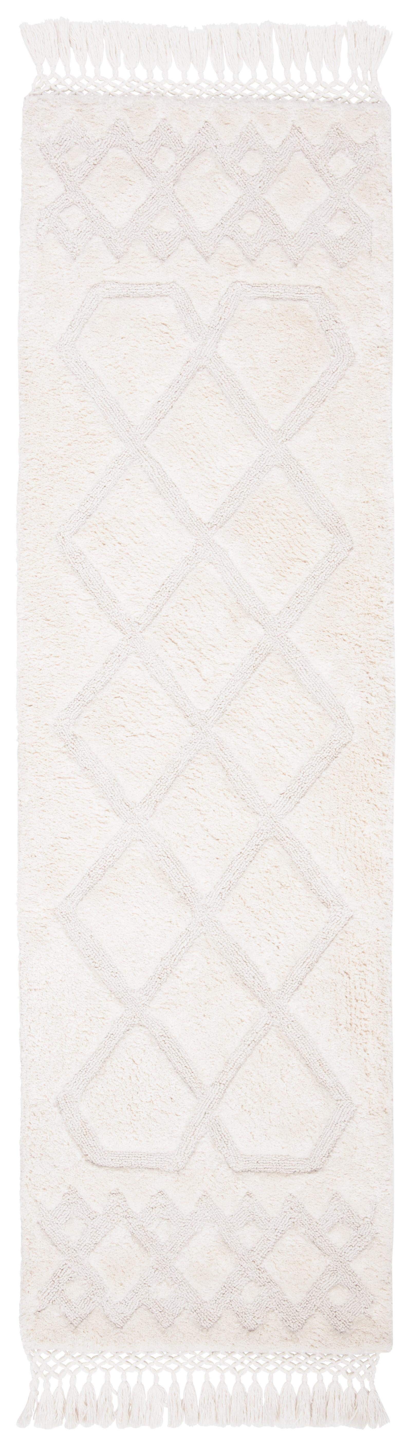 Ivory Hand-Tufted Wool Shag Runner Rug 2'3" x 10'