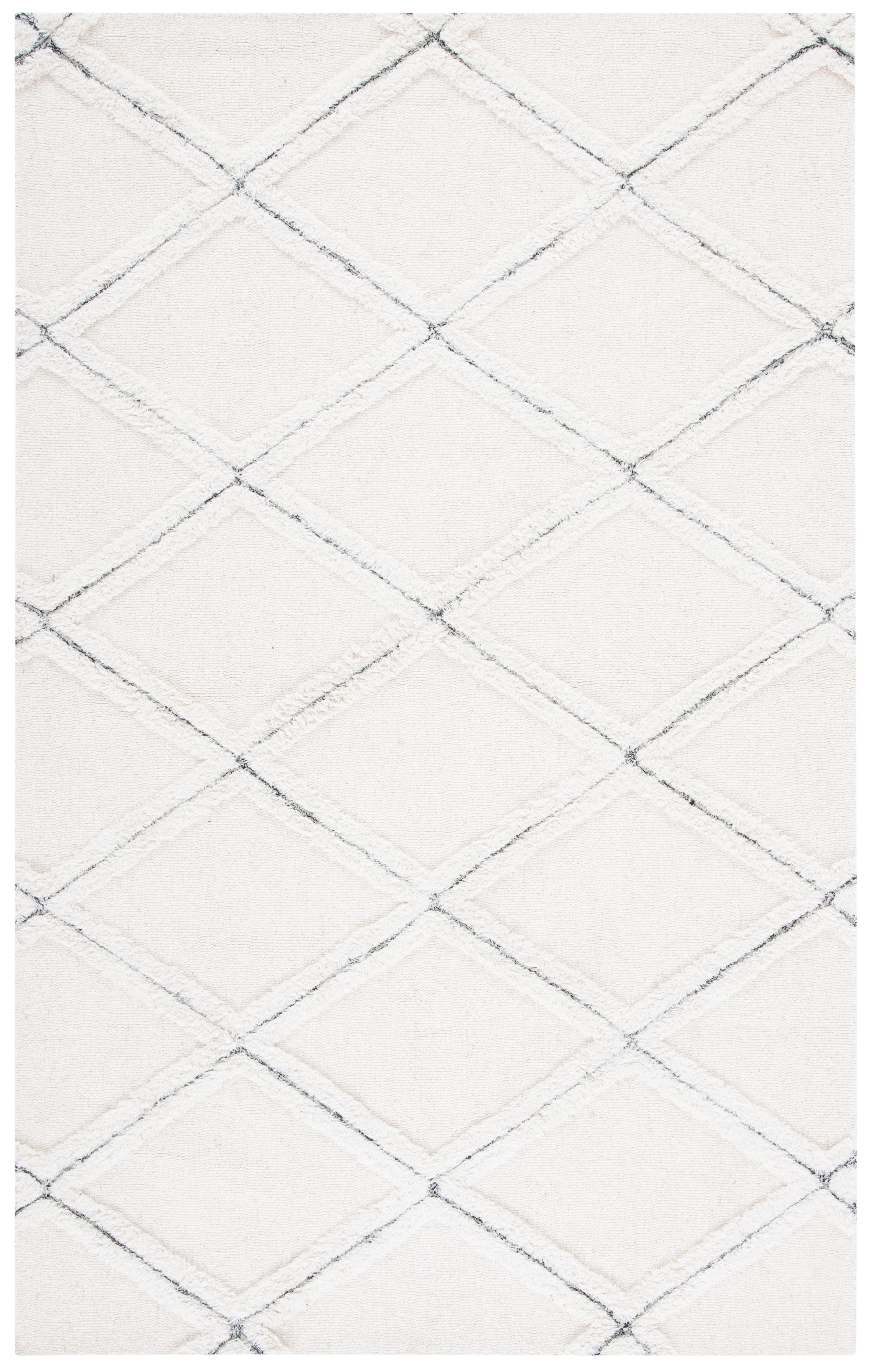 Ivory Hand-Tufted Wool Shag Area Rug, 5' x 8'