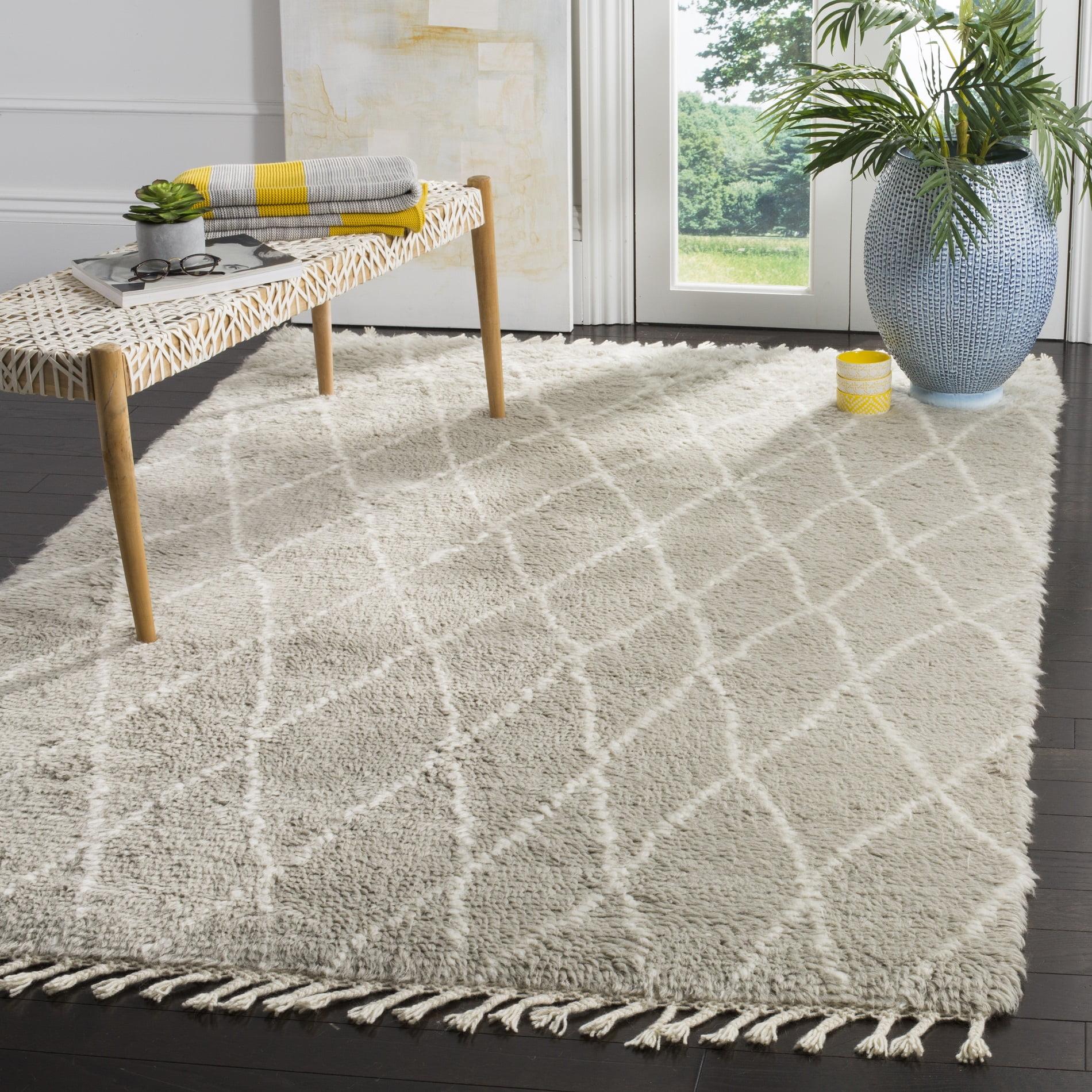 SAFAVIEH Casablanca Connie Geometric Wool Area Rug, Grey/Ivory, 5' x 8'