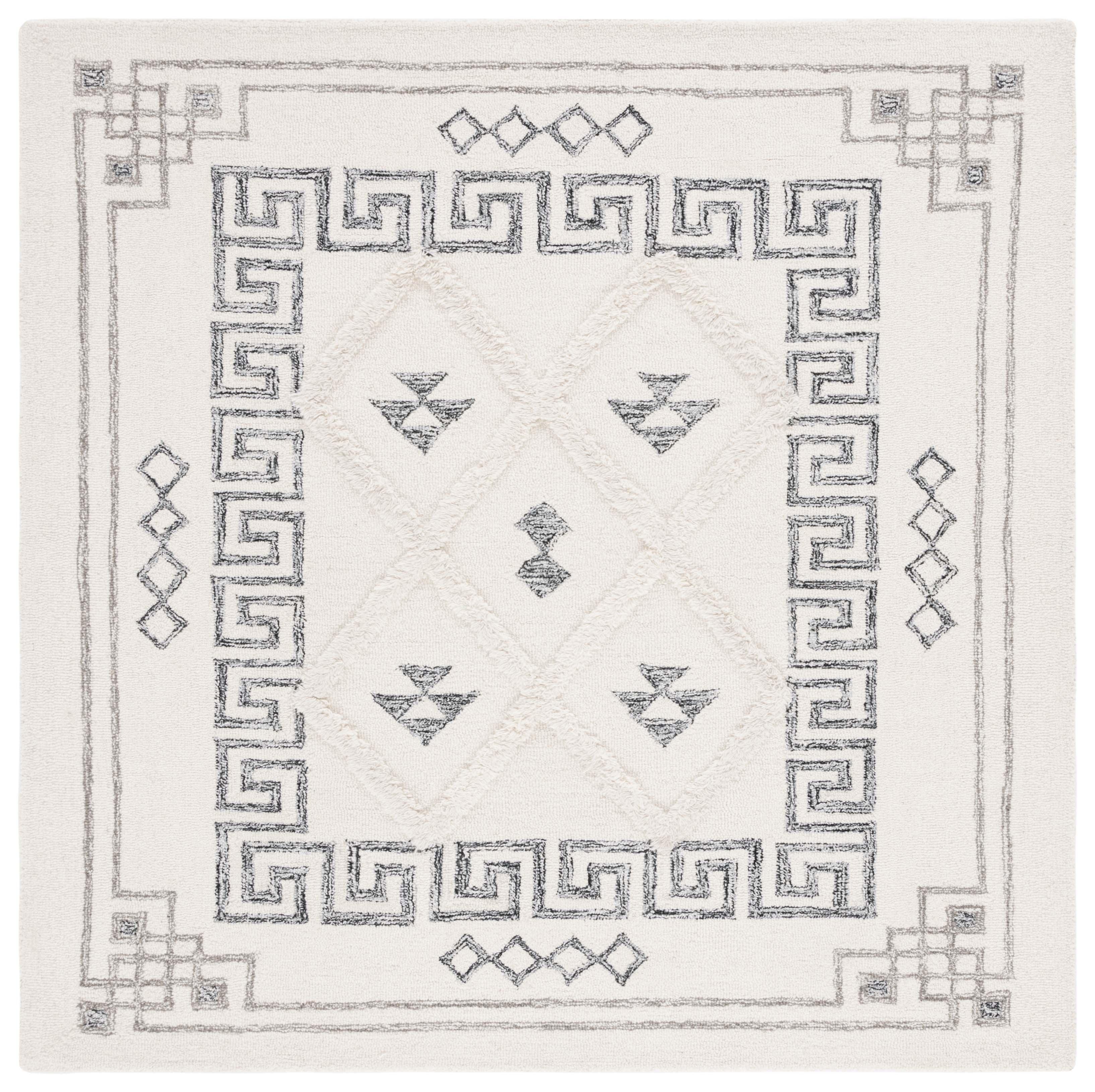 Casablanca CSB989 Hand Tufted Indoor Area Rug - Ivory/Black - 6'x6' - Safavieh