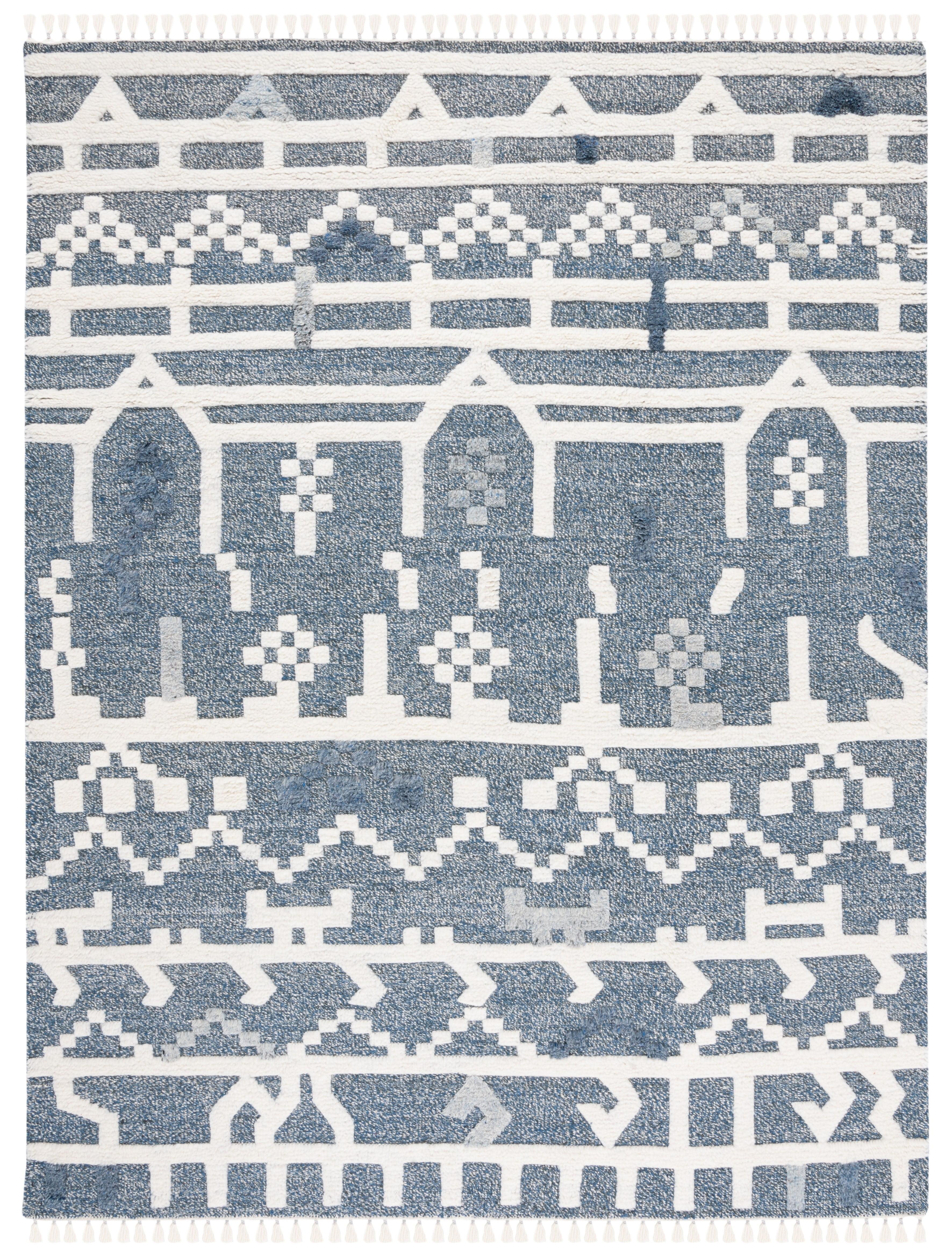 Casablanca CSB523 Hand Knotted Area Rug - Blue/Ivory - 8'9"x11'9" - Safavieh.
