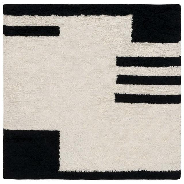 Casablanca CSB704 Hand Woven Indoor Area Rug - Black/Ivory - 6'x6' - Safavieh