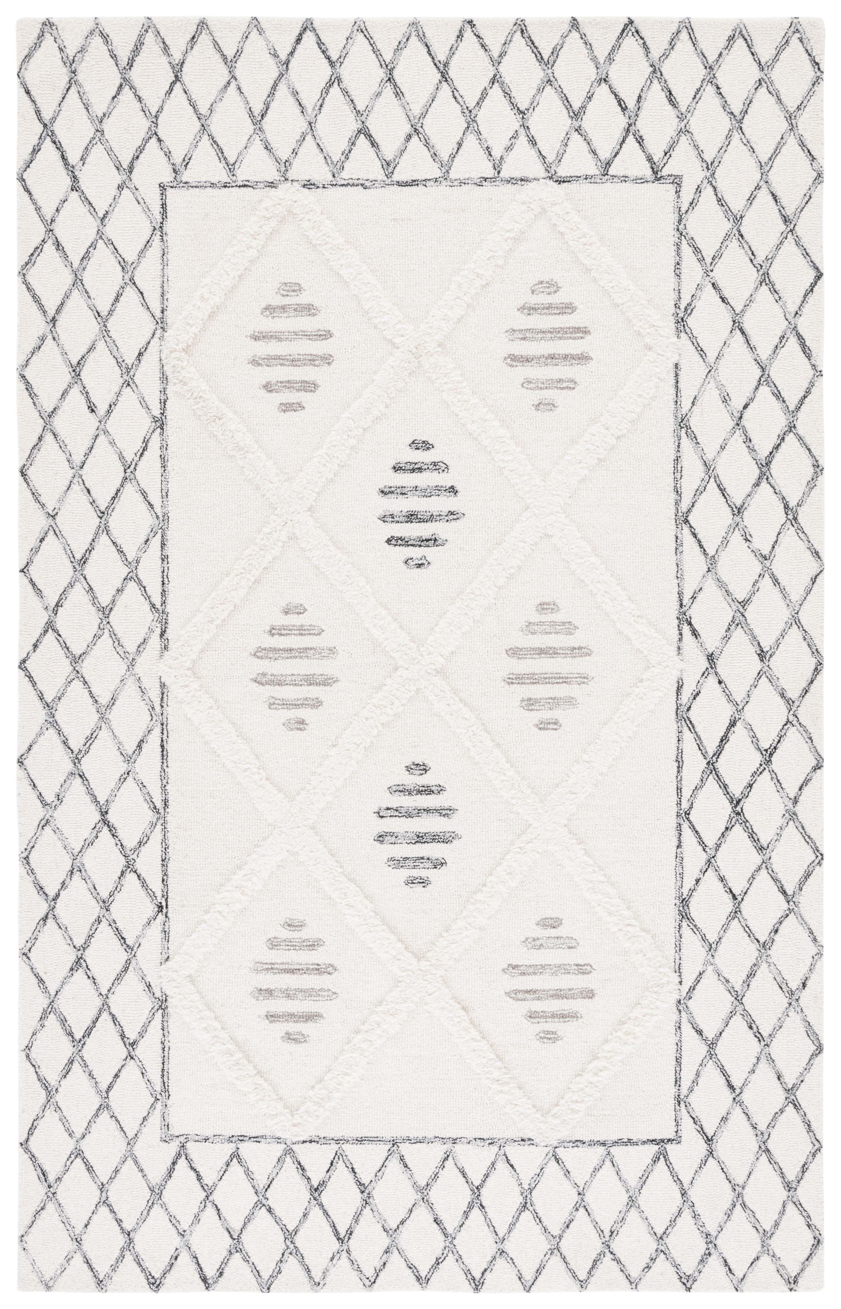 Casablanca CSB990 Hand Tufted Area Rug - Ivory/Black - 4'x6' - Safavieh.