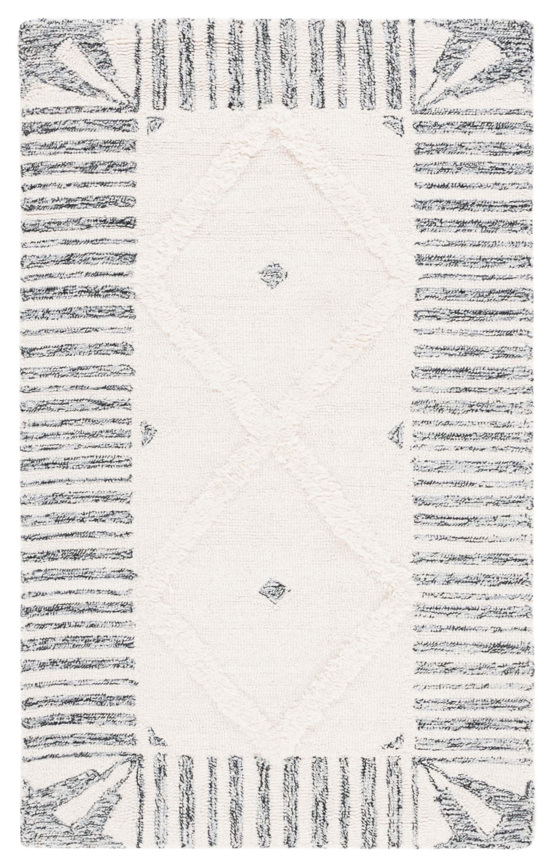 Casablanca CSB987 Hand Tufted Indoor Area Rug - Ivory/Black - 4'x6' - Safavieh
