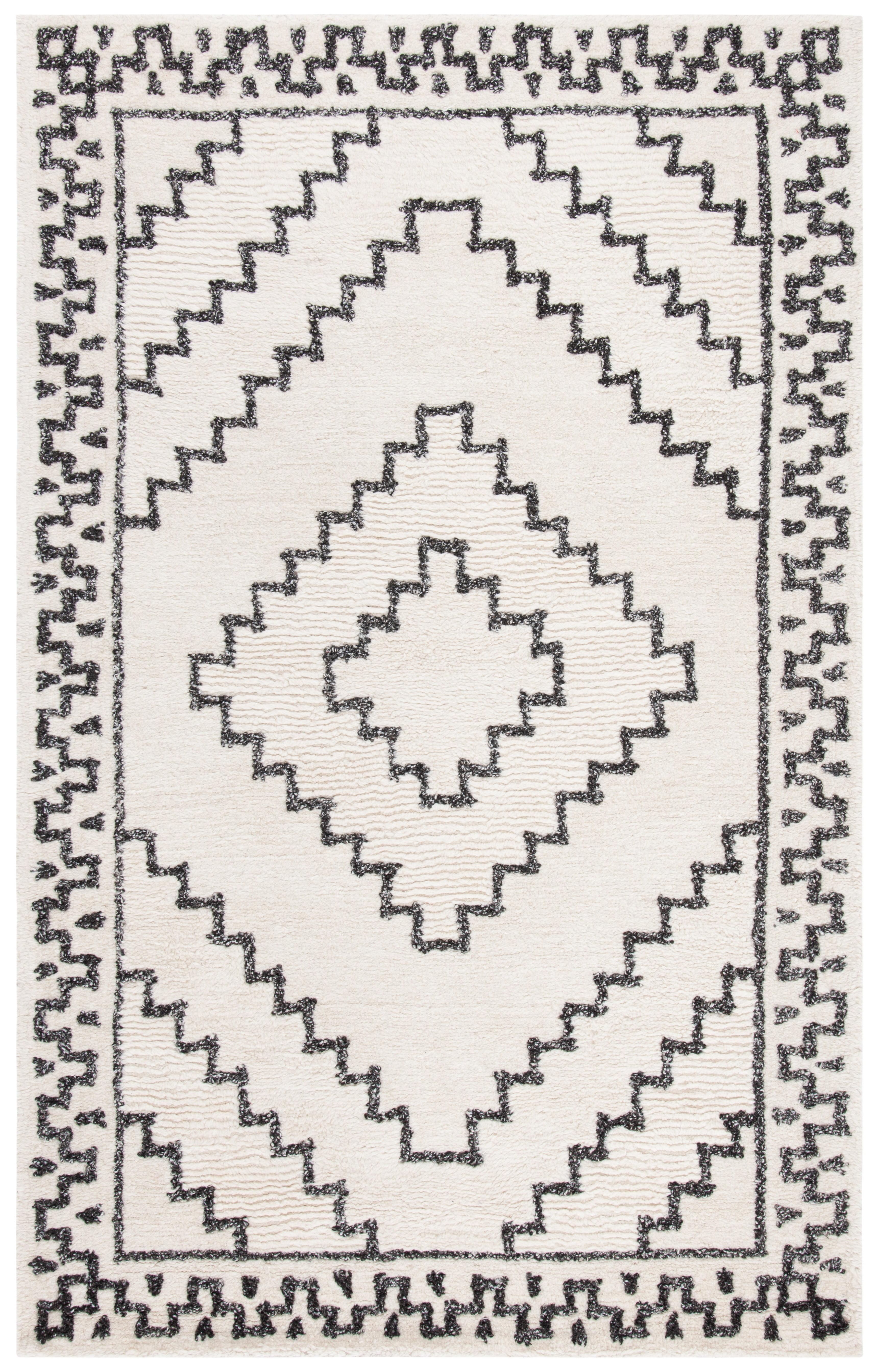 Casablanca CSB205 Hand Tufted Area Rug - Ivory/Black - 5'x8' - Safavieh.