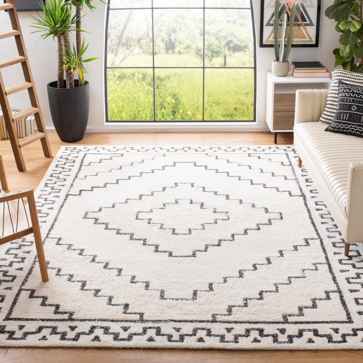 Casablanca CSB205 Hand Tufted Area Rug - Ivory/Black - 8'x10' - Safavieh.
