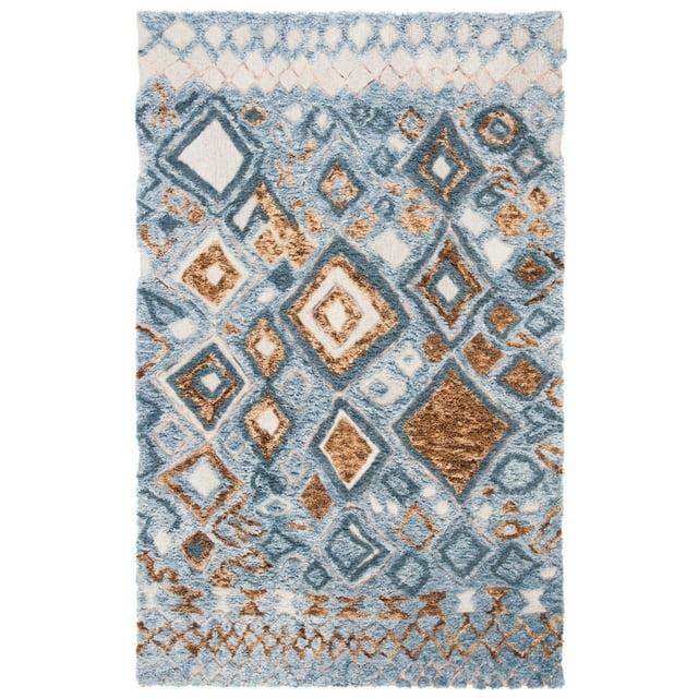 Casablanca Shag CSB618 Hand Tufted Indoor Area Rug - Grey/Gold - 4'x6' - Safavieh