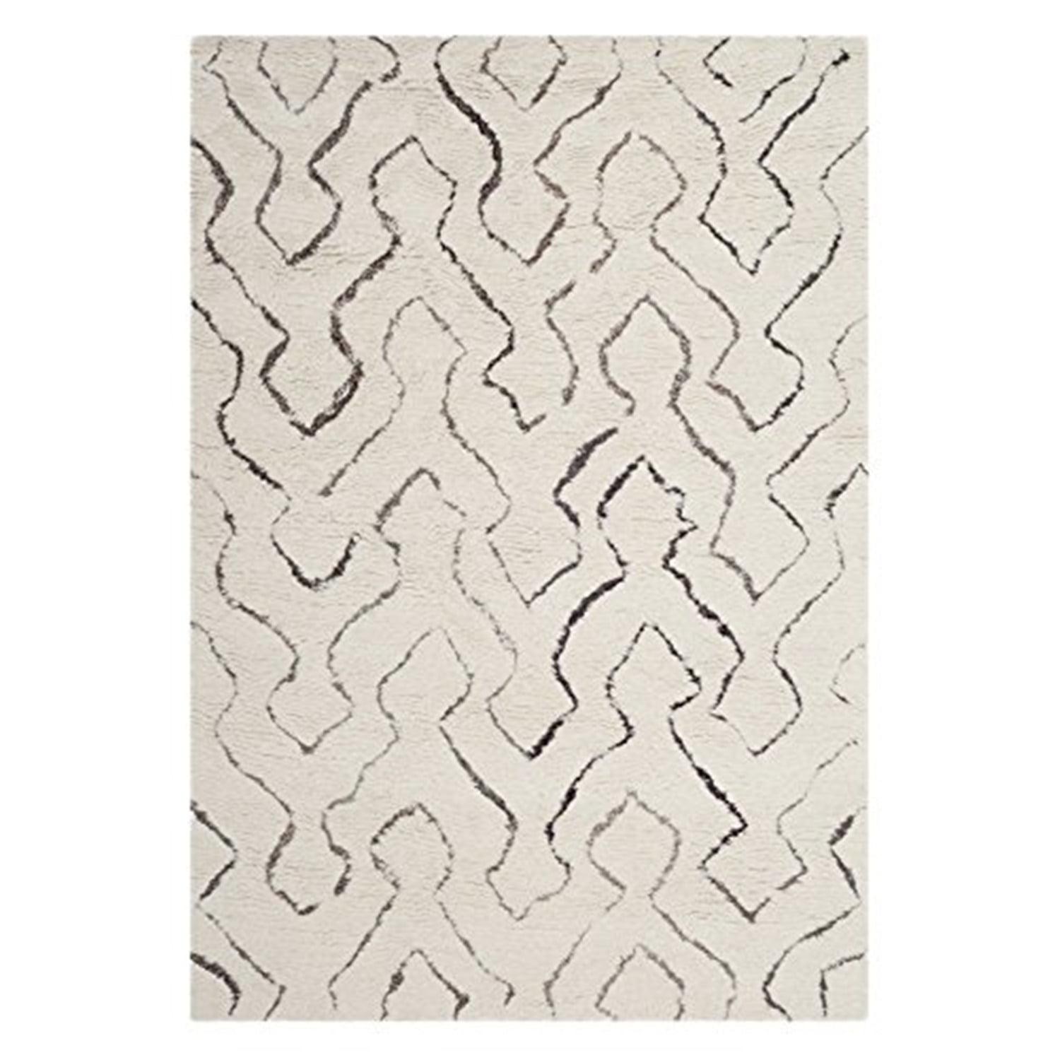 SAFAVIEH Casablanca Rada Abstract Shag Area Rug, Ivory/Multi, 6' x 6' Round