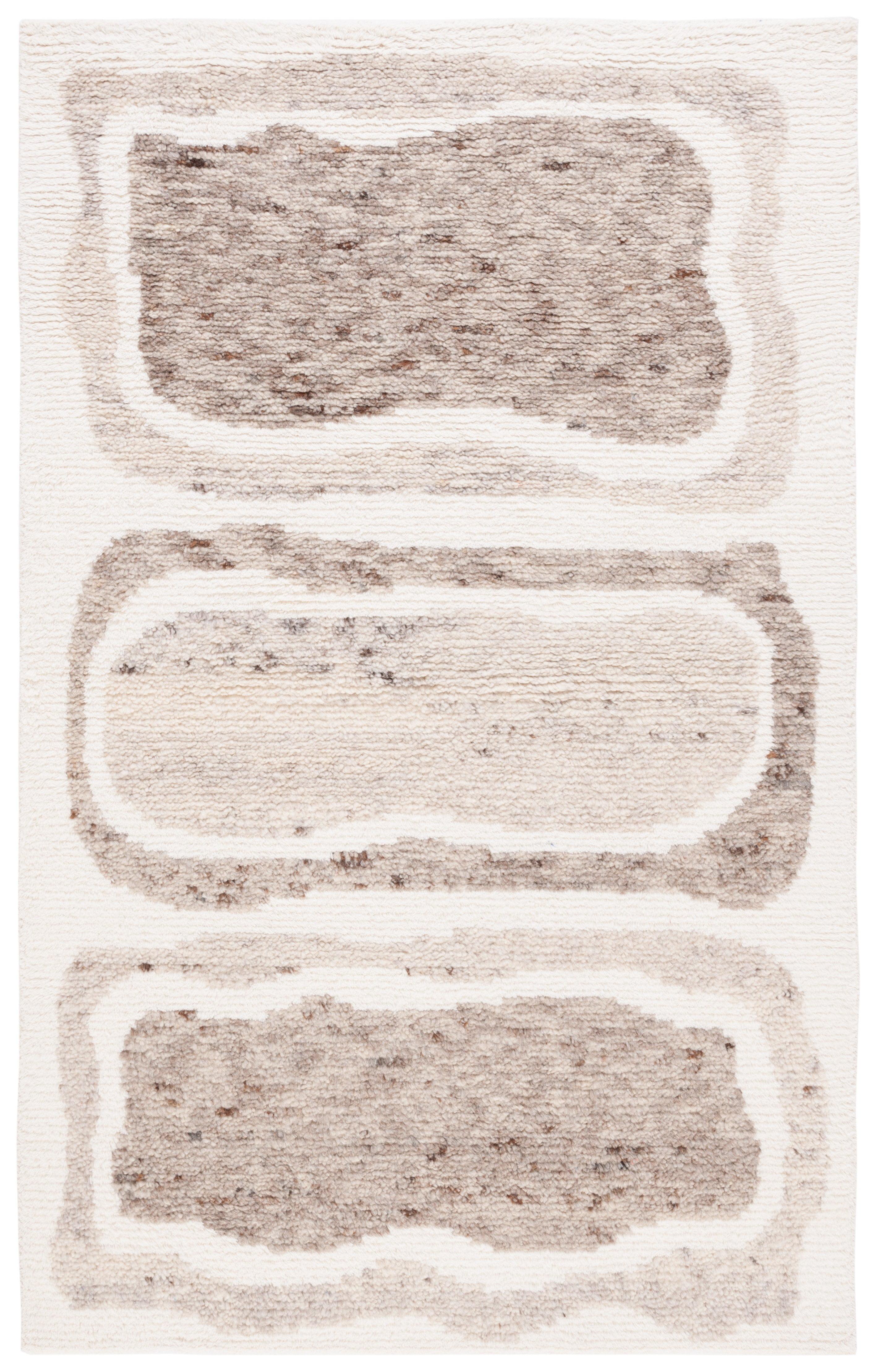 SAFAVIEH Casablanca Rhoda Geometric Wool Area Rug, Ivory/Brown, 3' x 5'